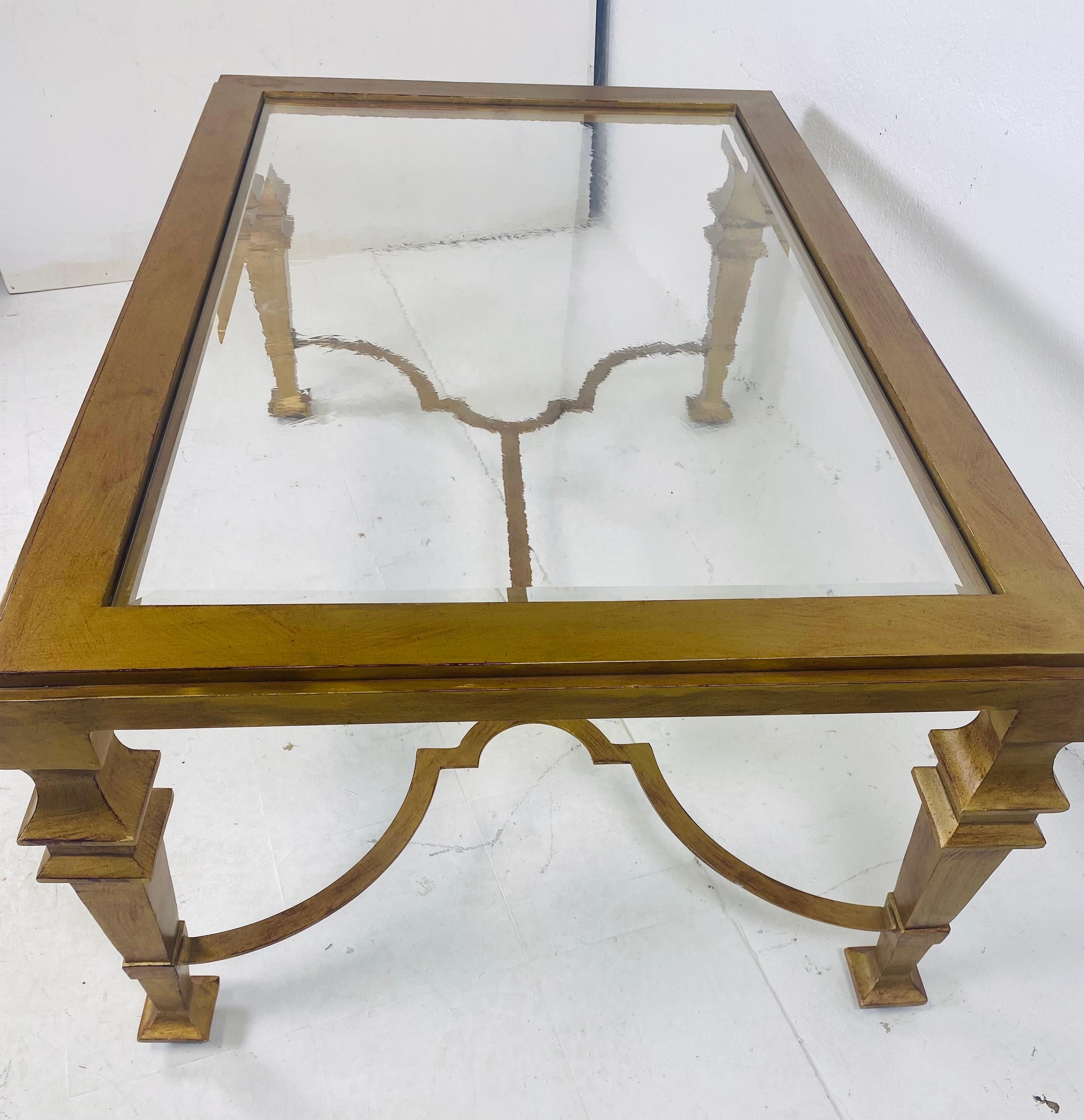 Late 20th Century Vintage large gilded wrought iron Georgian style coffee table For Sale