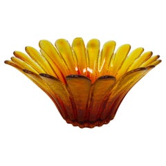 Vintage Large Glass Blenko 847S Daisy Bowl in Tangerine