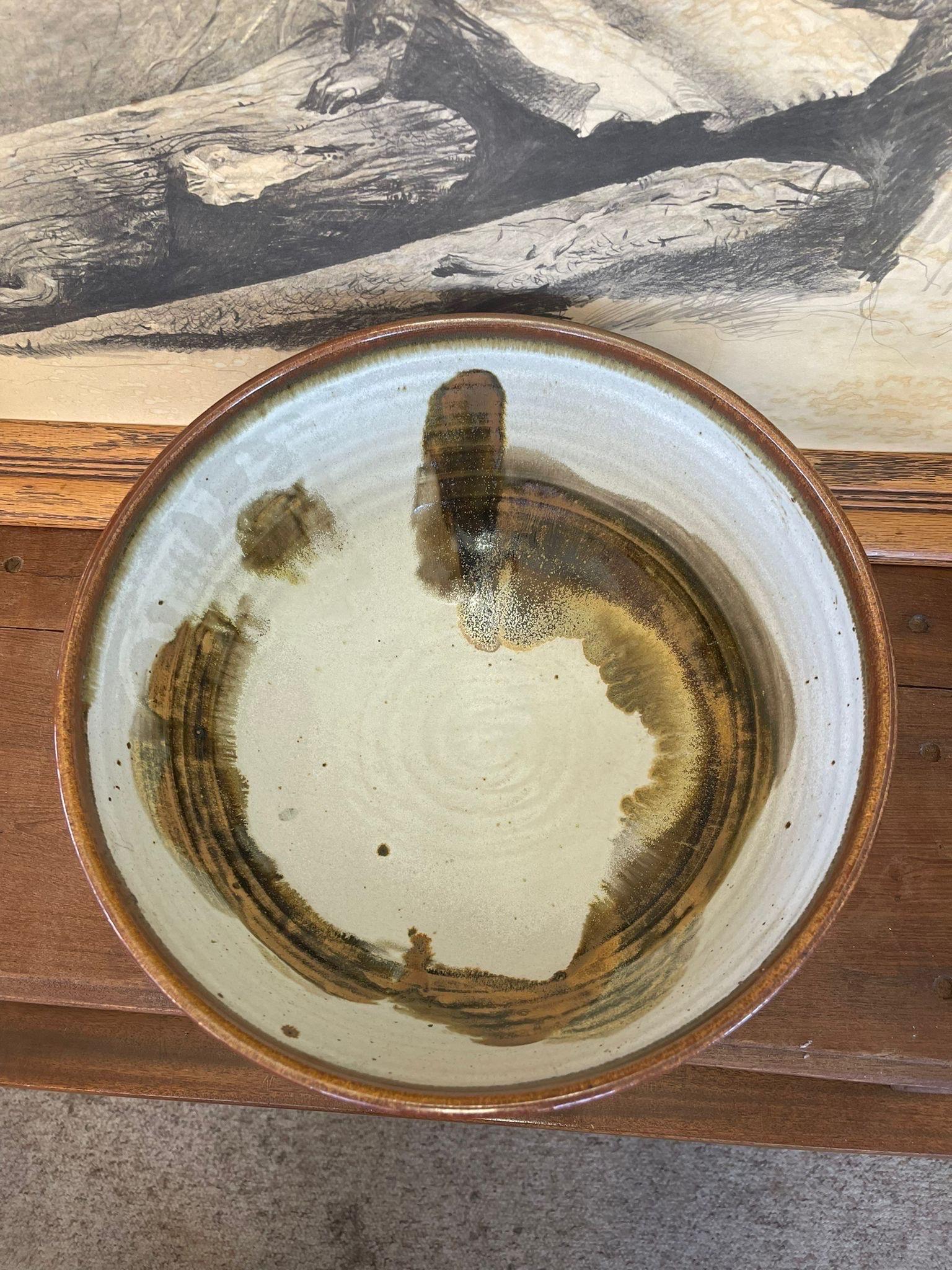 Late 20th Century Vintage Large Glazed Ceramic Bowl. For Sale