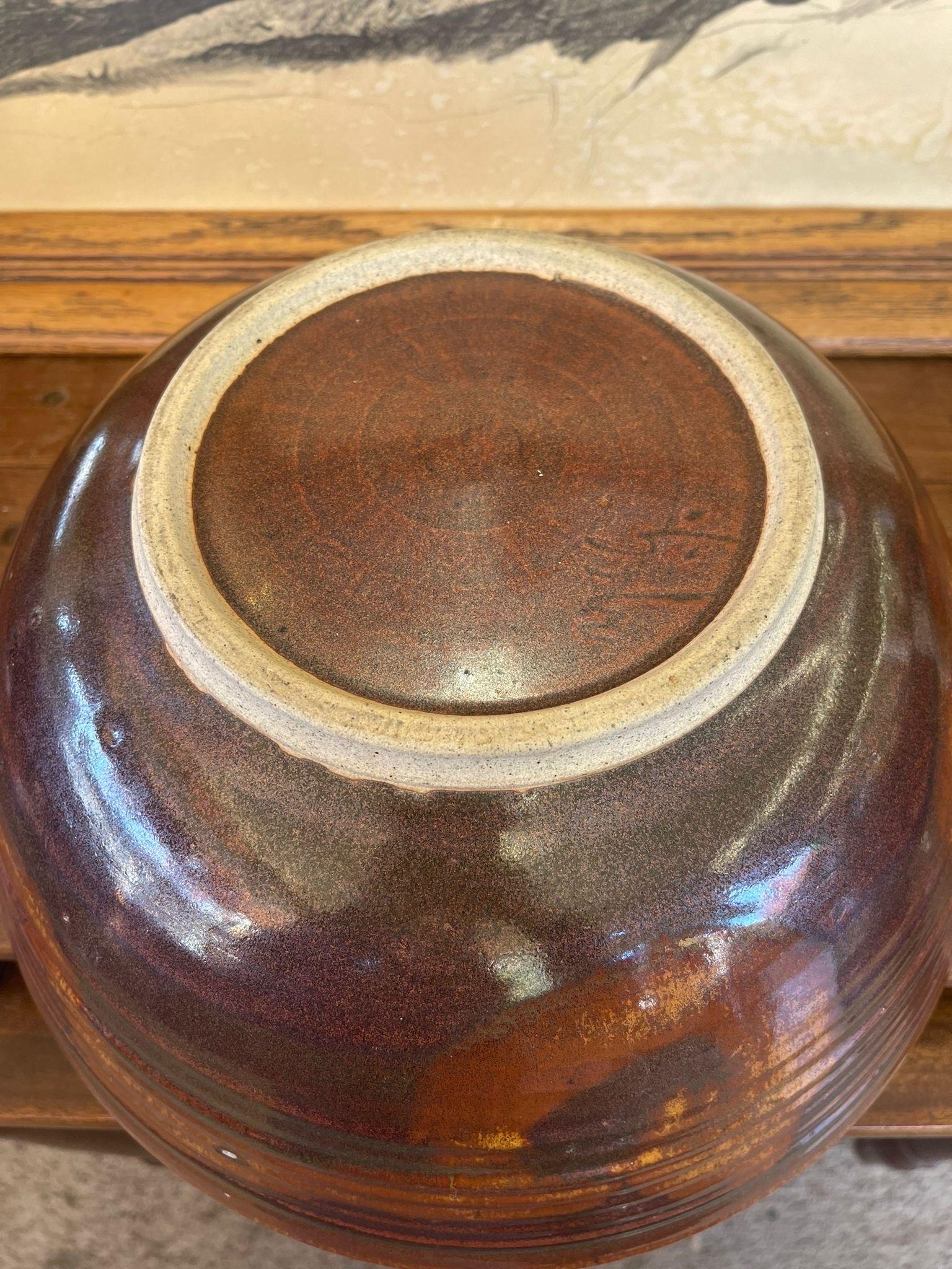 Vintage Large Glazed Ceramic Bowl. For Sale 3