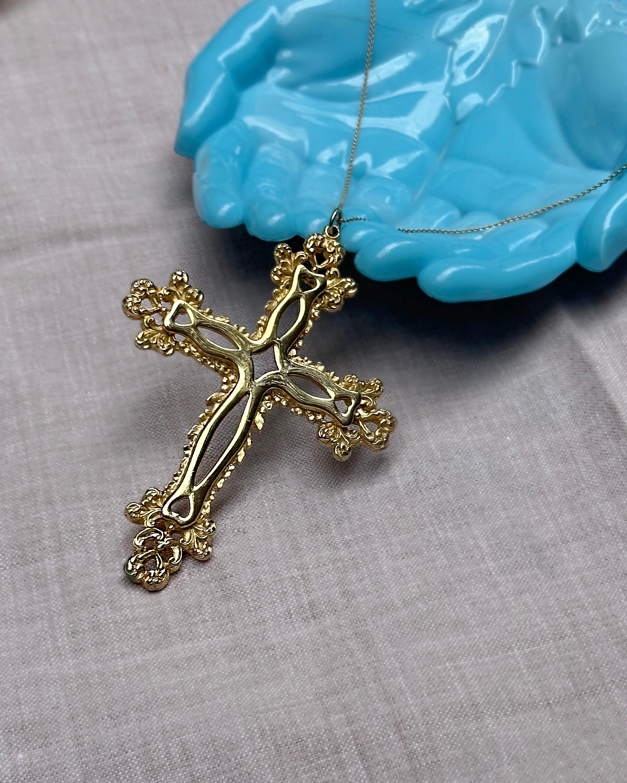 Vintage Large Gold Baroque Cross For Sale 6