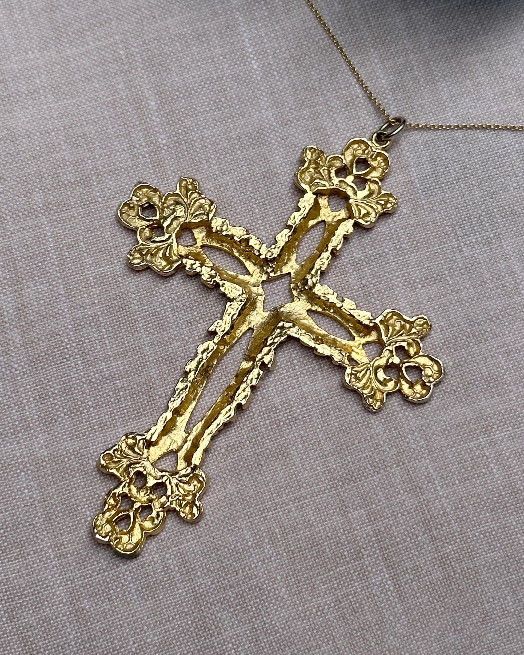 Vintage Large Gold Baroque Cross For Sale 7