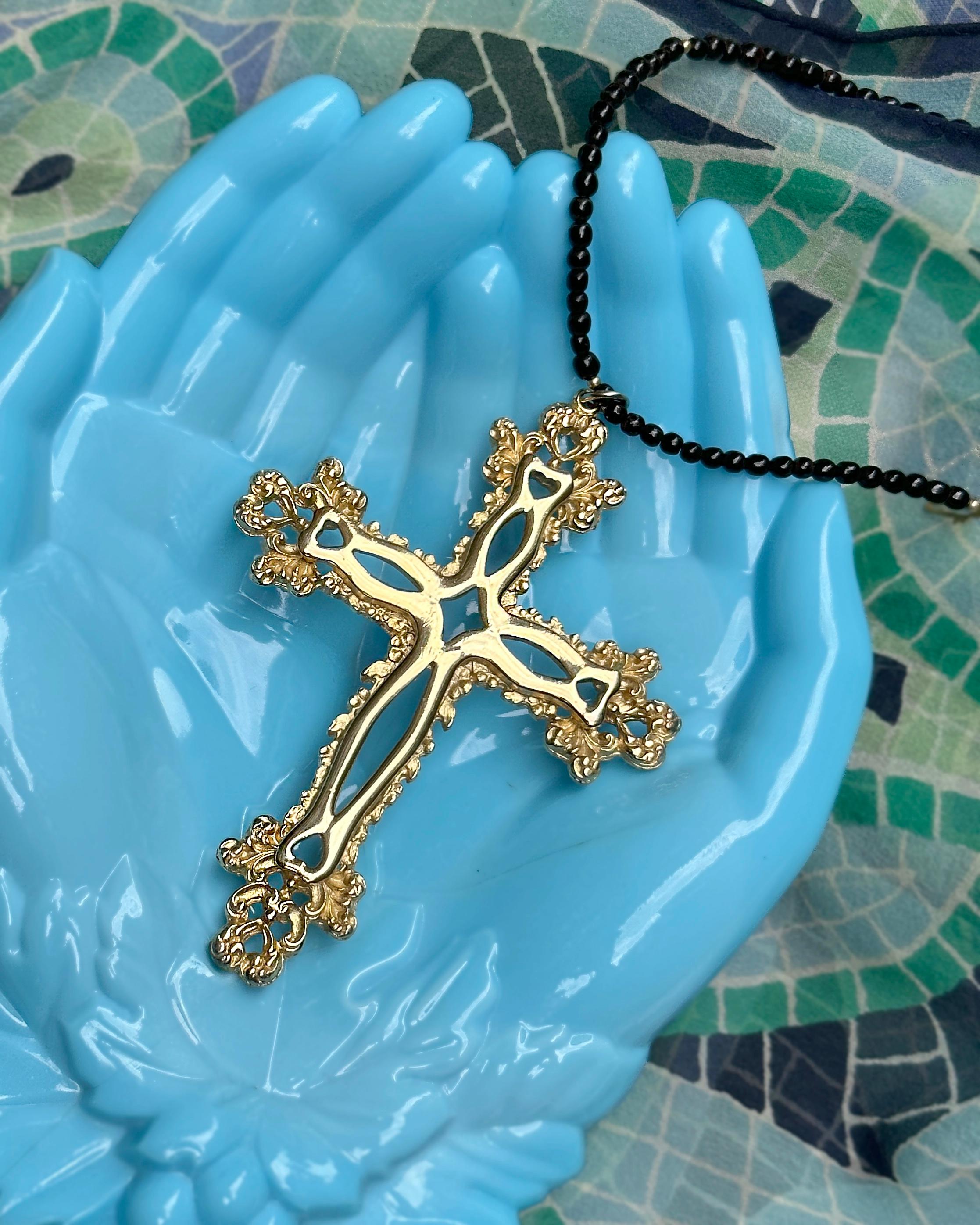 Vintage Large Gold Baroque Cross For Sale 1