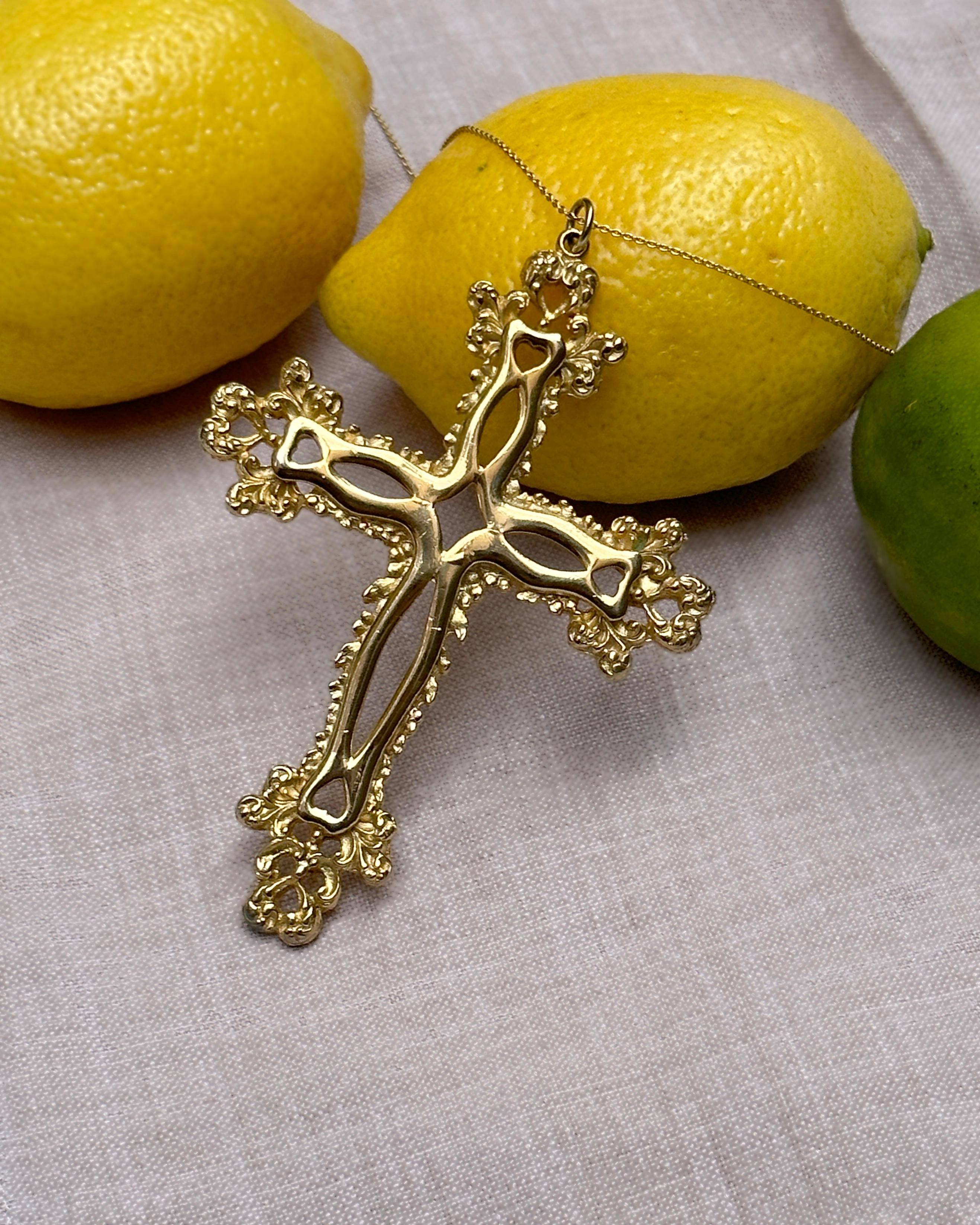 Vintage Large Gold Baroque Cross For Sale 2