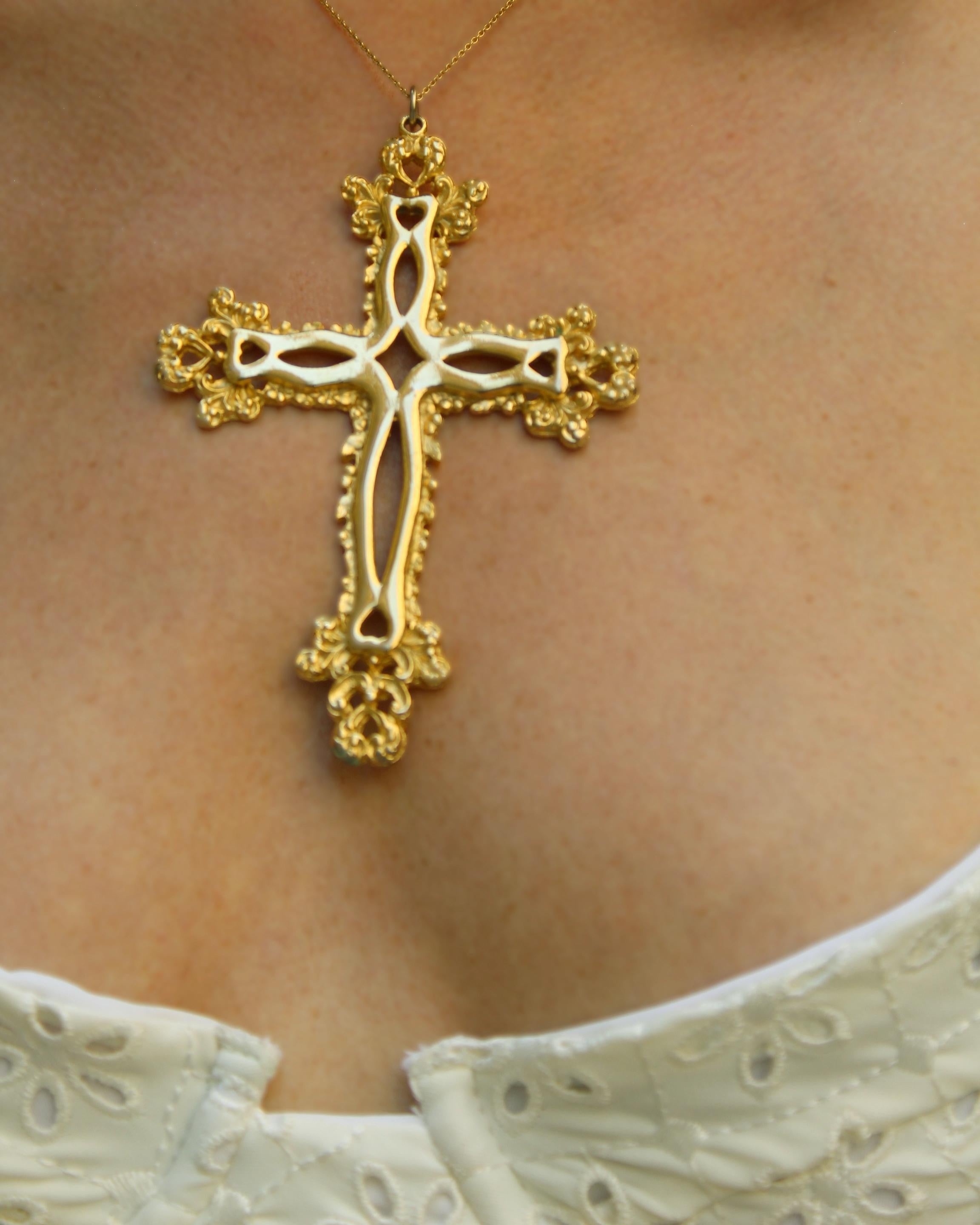 Vintage Large Gold Baroque Cross For Sale 4