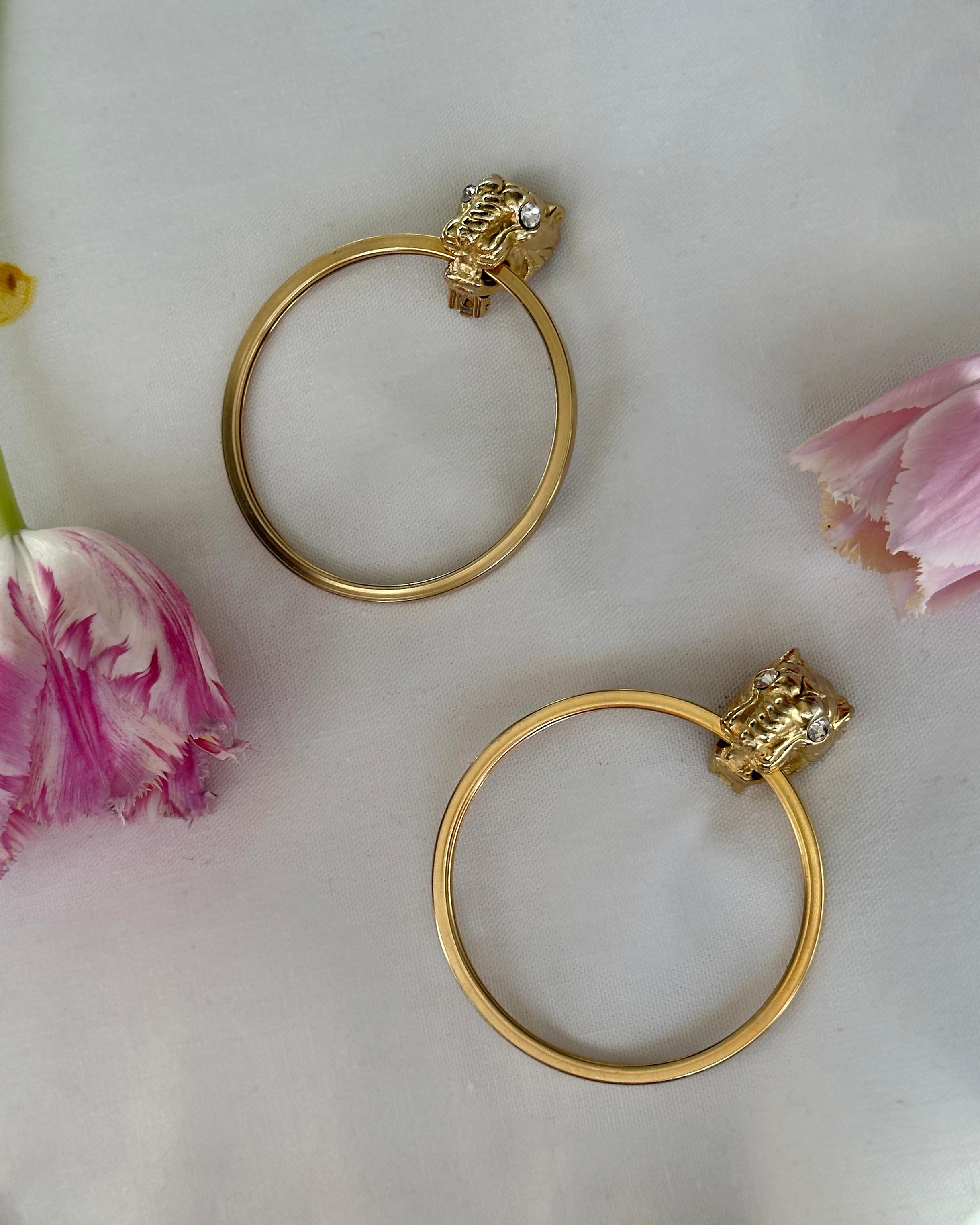 Große Vintage-Ohrringe aus Gold mit Panthermotiv, Givenchy zugeschrieben (Zeitgenössisch)