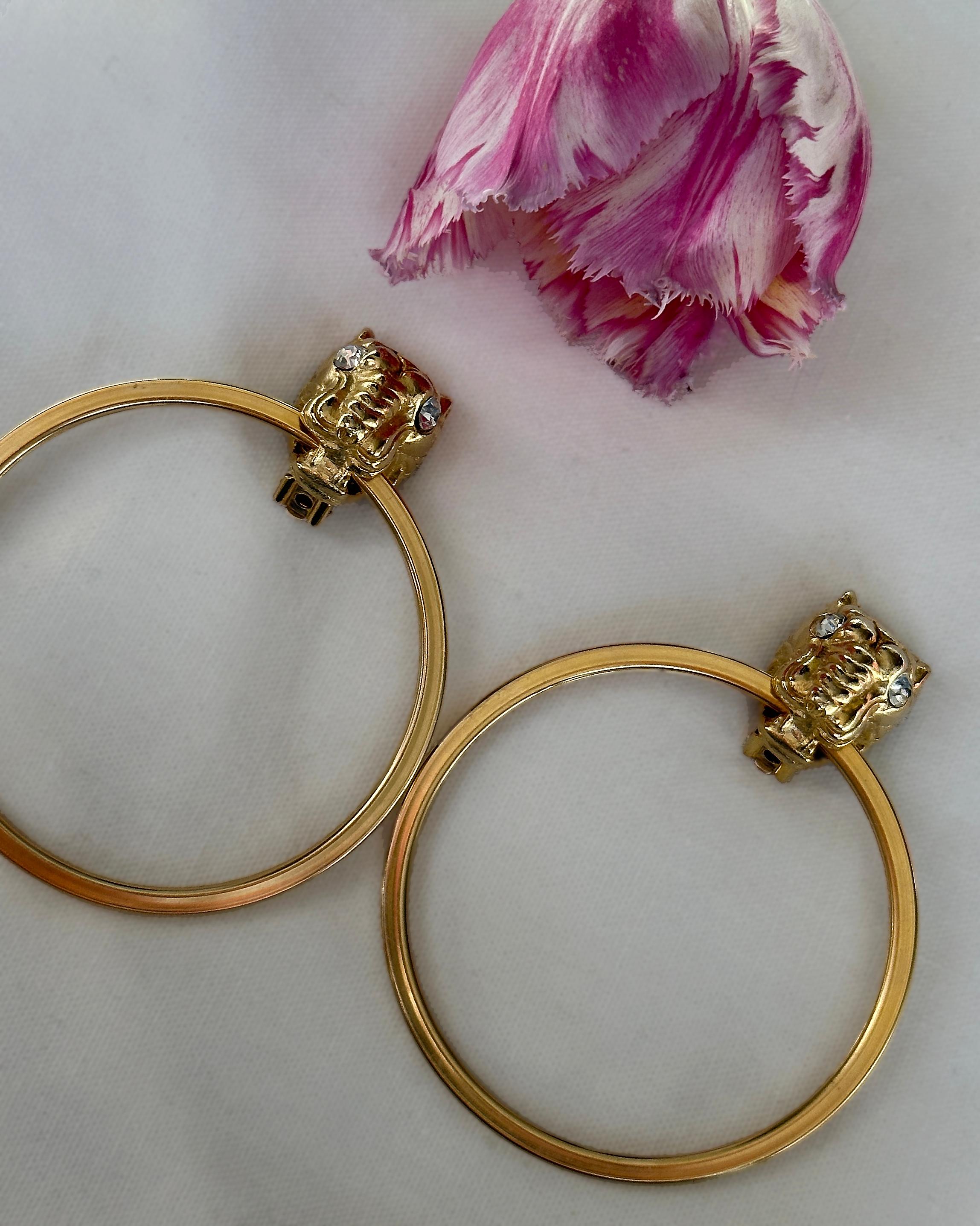 Große Vintage-Ohrringe aus Gold mit Panthermotiv, Givenchy zugeschrieben für Damen oder Herren