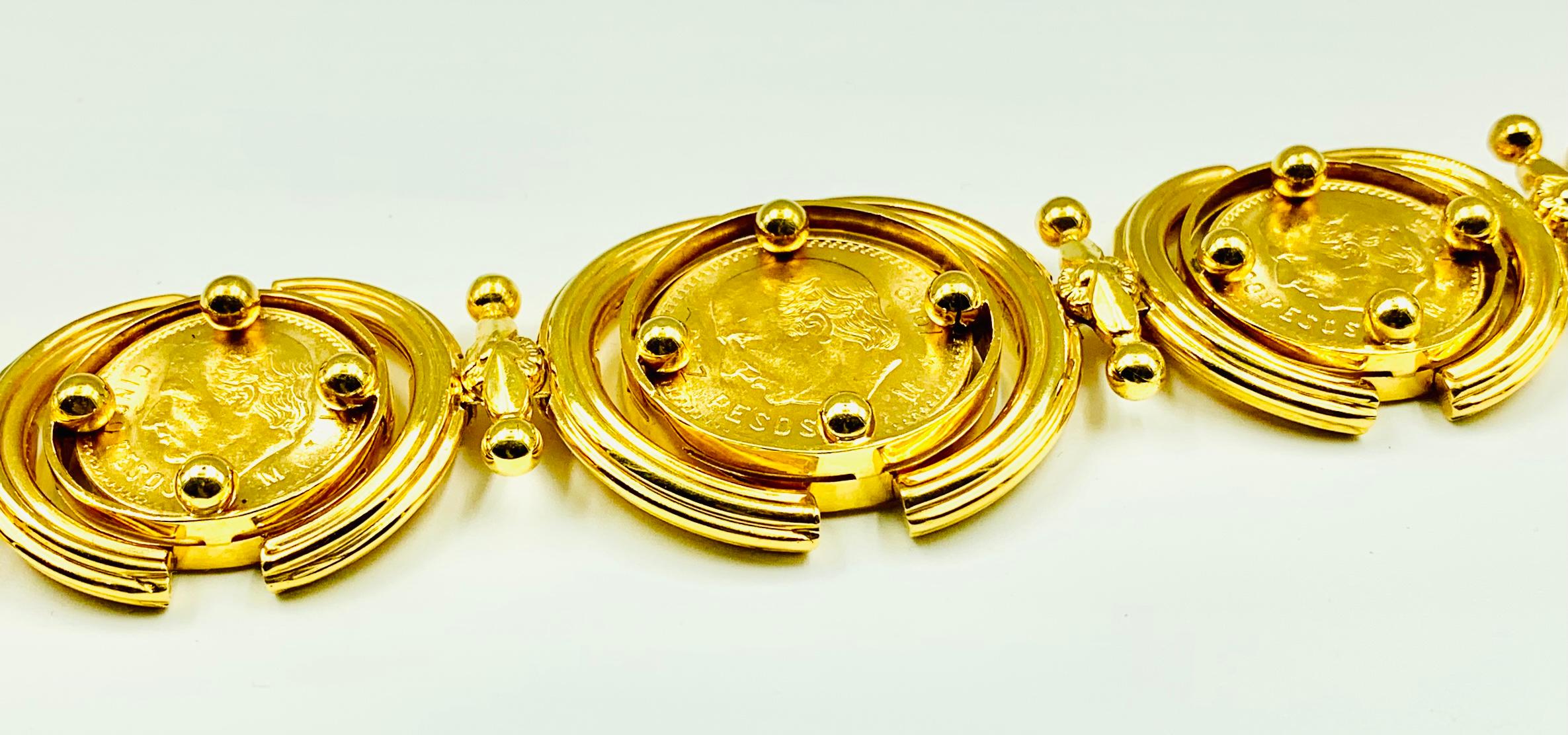 Grand bracelet de pièces articulées Gemme Numari en or 24 carats et 18 carats, ancienne propriété Unisexe en vente