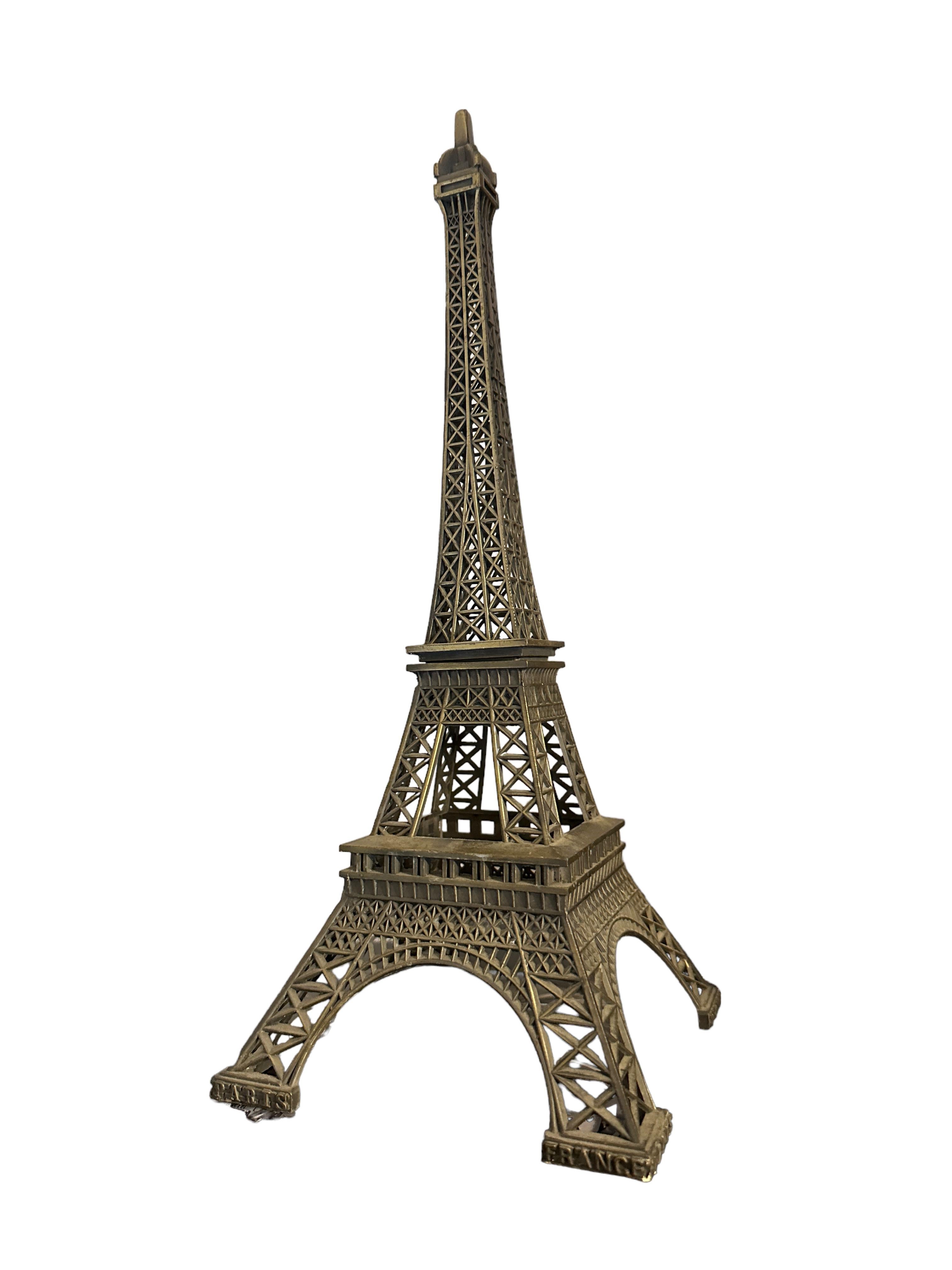 20th Century Vintage Large Grand Tour Paris Eiffel Tower French Souvenir Building Metal 1960s For Sale