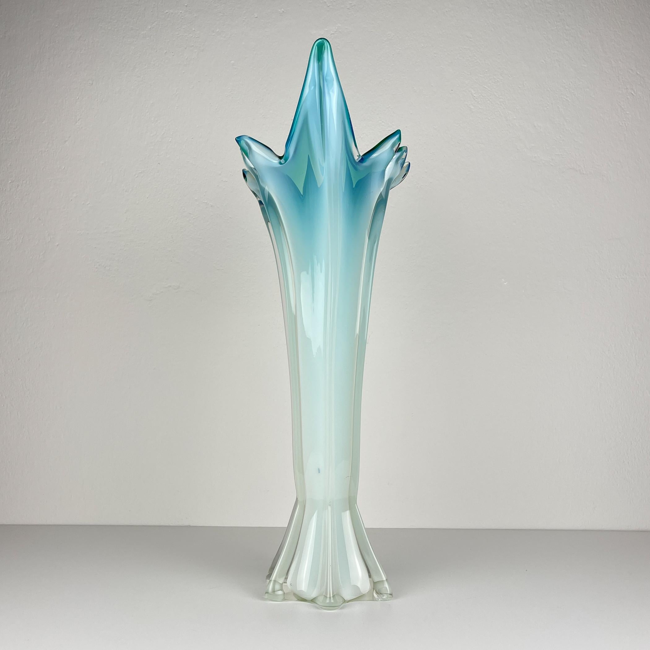 Vintage large green-blue murano vase, Italy 1970s For Sale 4