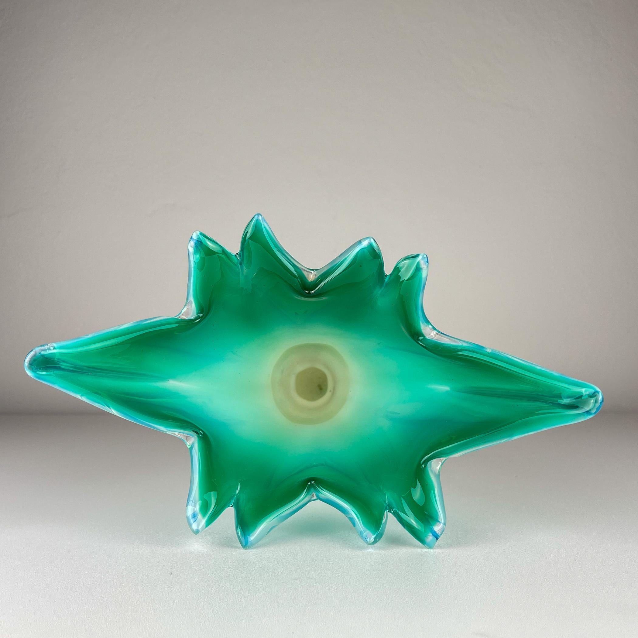 Vintage large green-blue murano vase, Italy 1970s For Sale 5