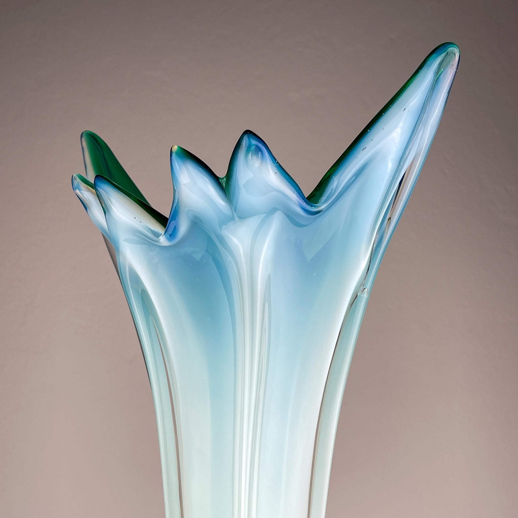 Vintage large green-blue murano vase, Italy 1970s For Sale 6