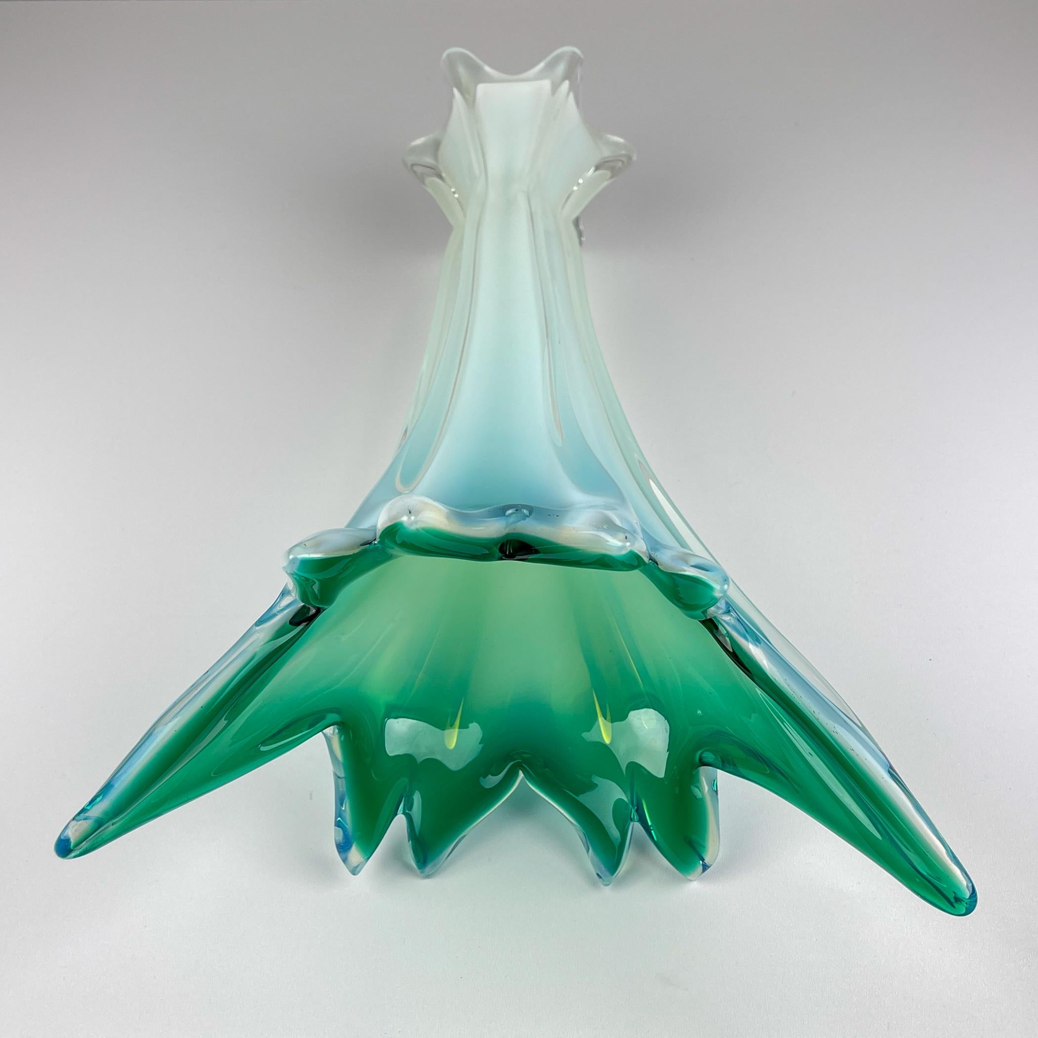 Vintage large green-blue murano vase, Italy 1970s For Sale 7