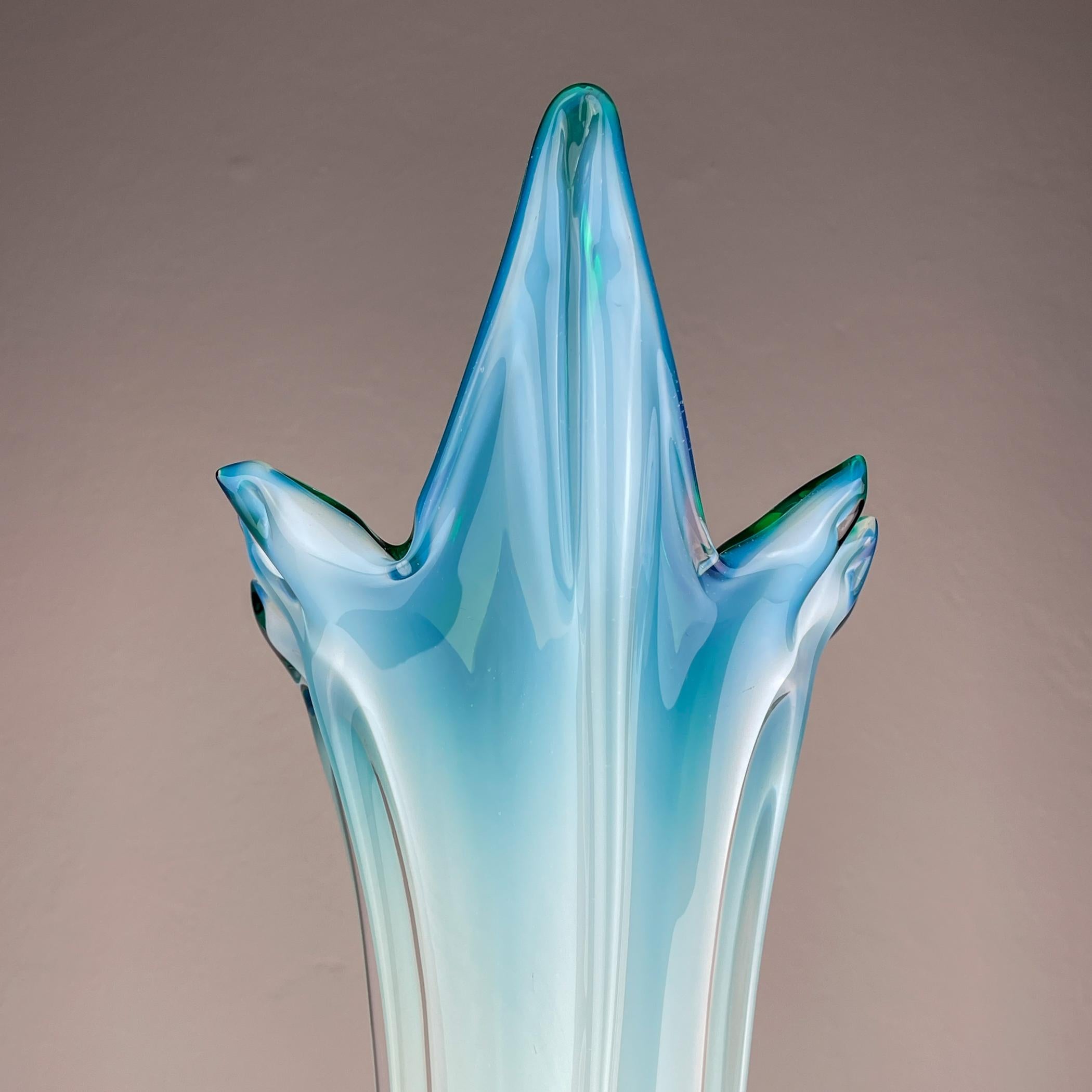 Vintage large green-blue murano vase, Italy 1970s For Sale 9