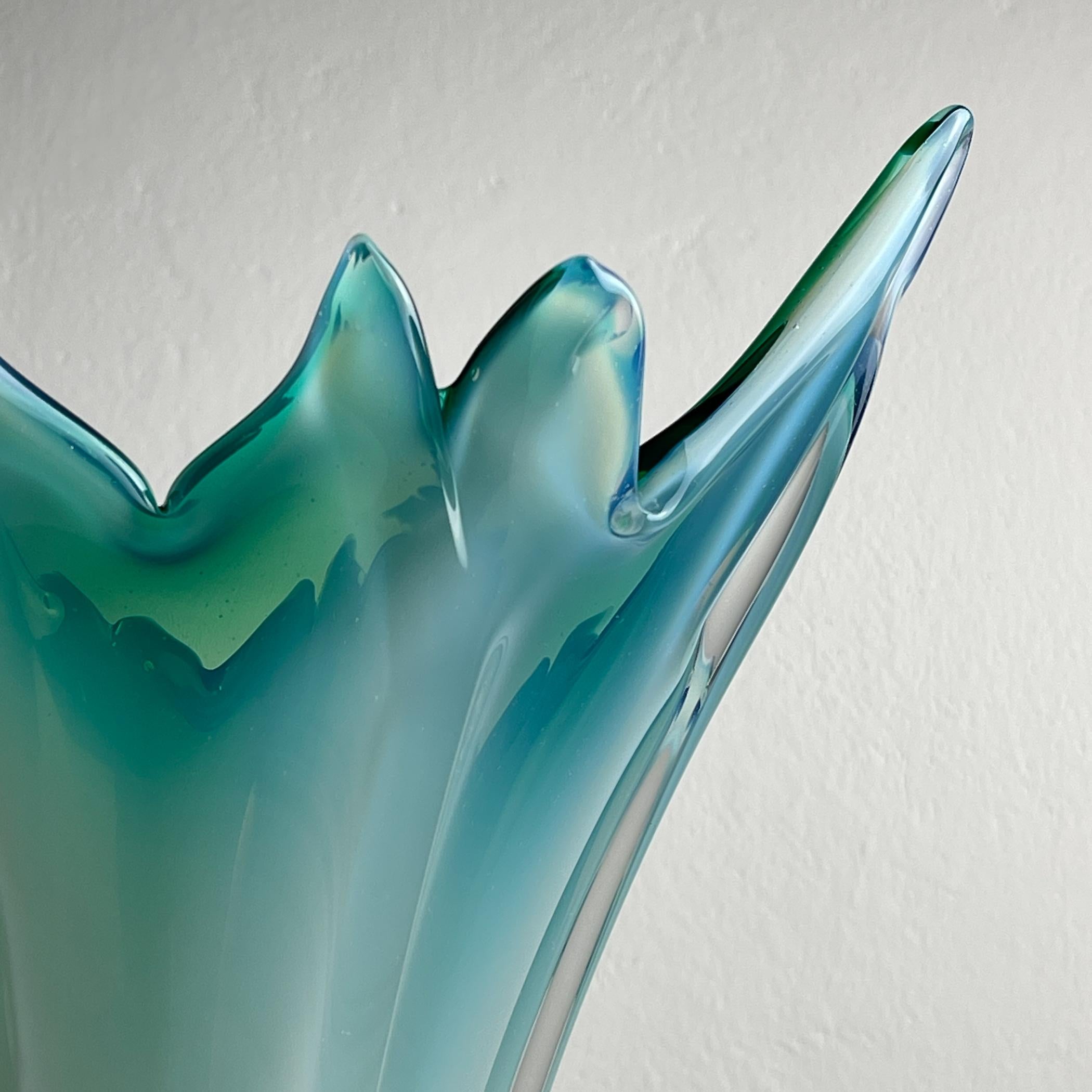 Vintage large green-blue murano vase, Italy 1970s For Sale 10