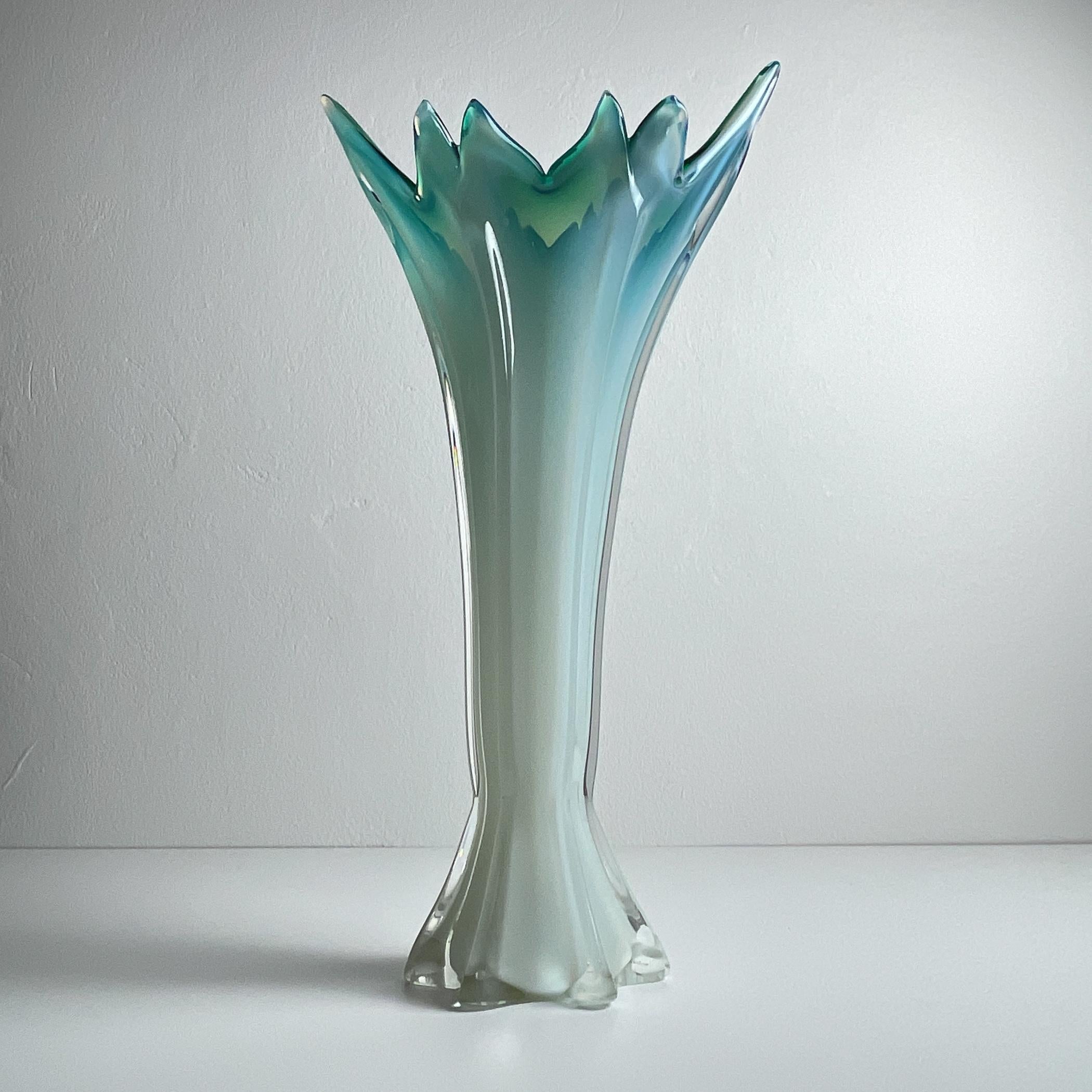 Mid-Century Modern Vintage large green-blue murano vase, Italy 1970s For Sale