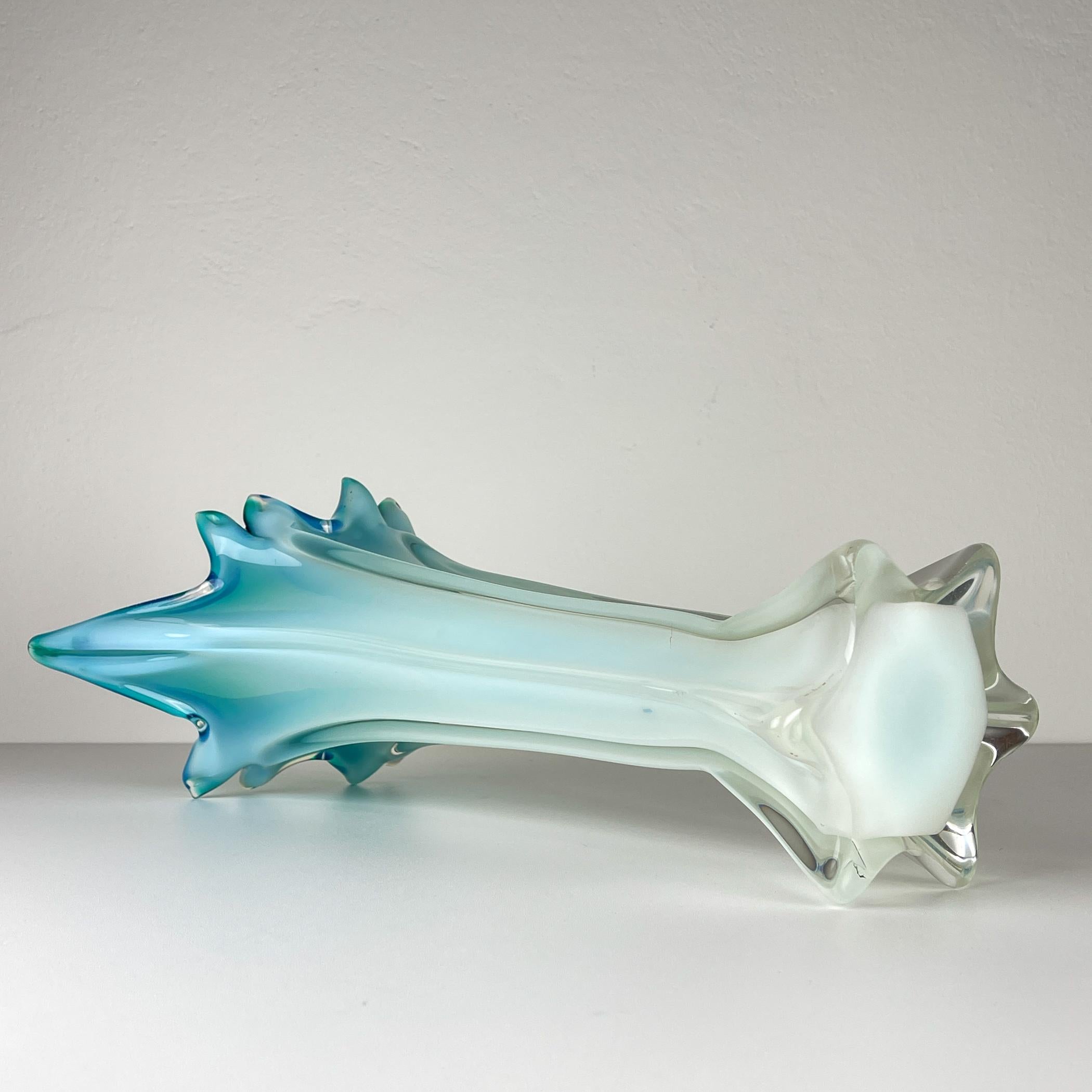 Vintage large green-blue murano vase, Italy 1970s For Sale 1