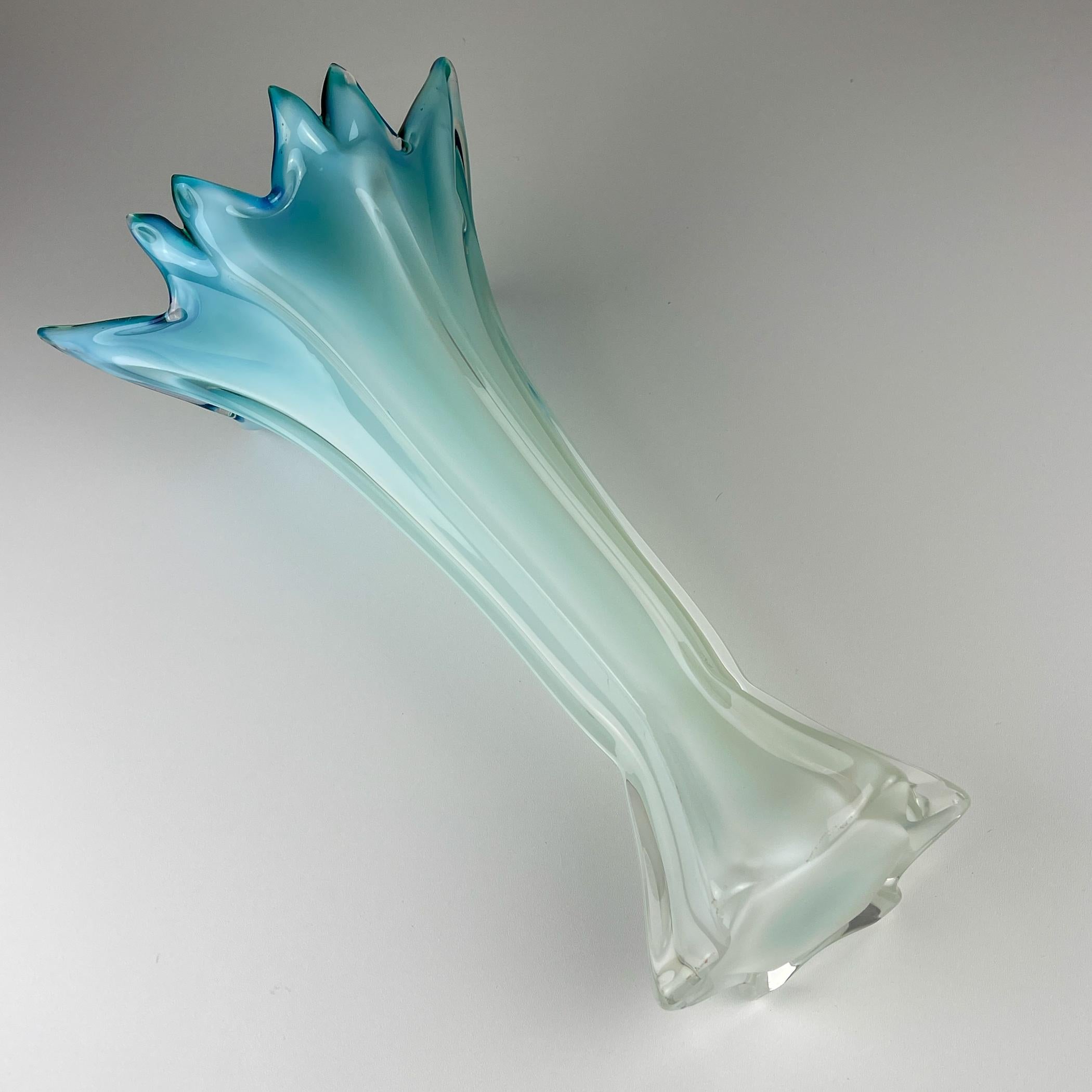 Vintage large green-blue murano vase, Italy 1970s For Sale 2