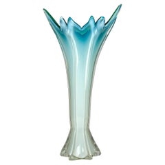 Vintage large green-blue murano vase, Italy 1970s