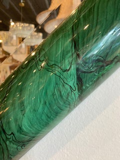 Vintage Large Green Faux Malachite Wall Mirror Vertical or Horizontal Octagon