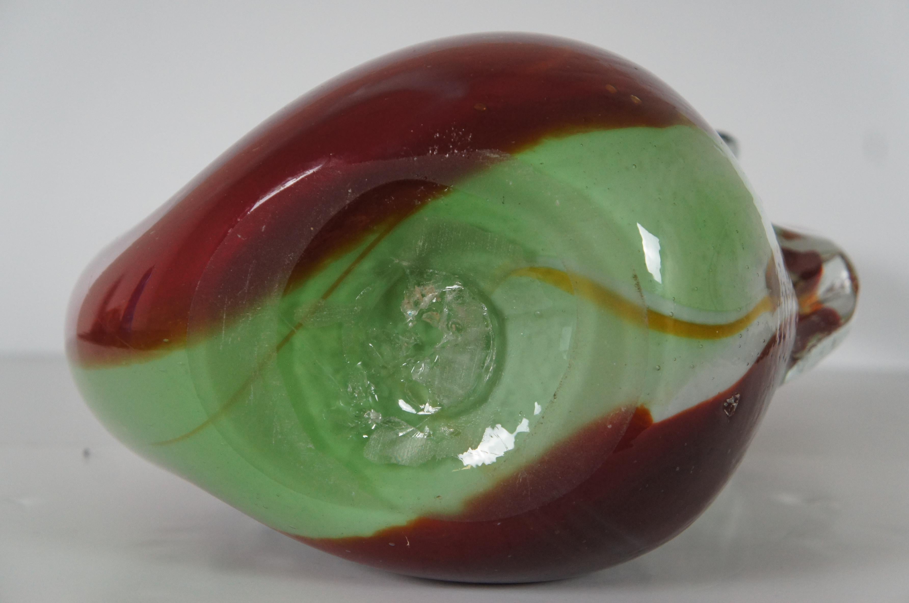Vintage Large Hand Blown Red & Green Murano Glass Swan Goose Italy Sculpture For Sale 4