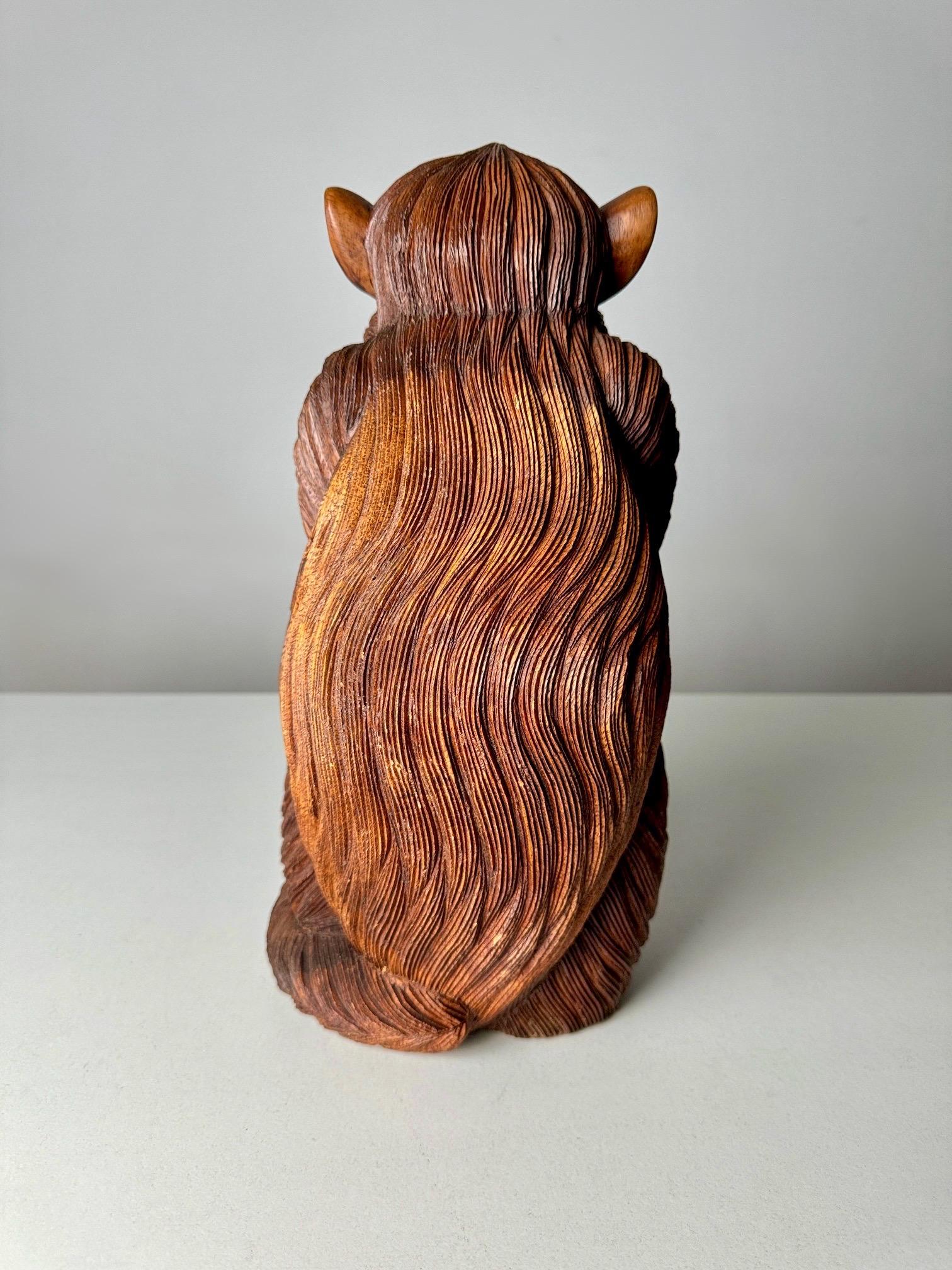 Vintage large hand-Carved wooden Three Wise Monkeys set Edo-Period Style 1