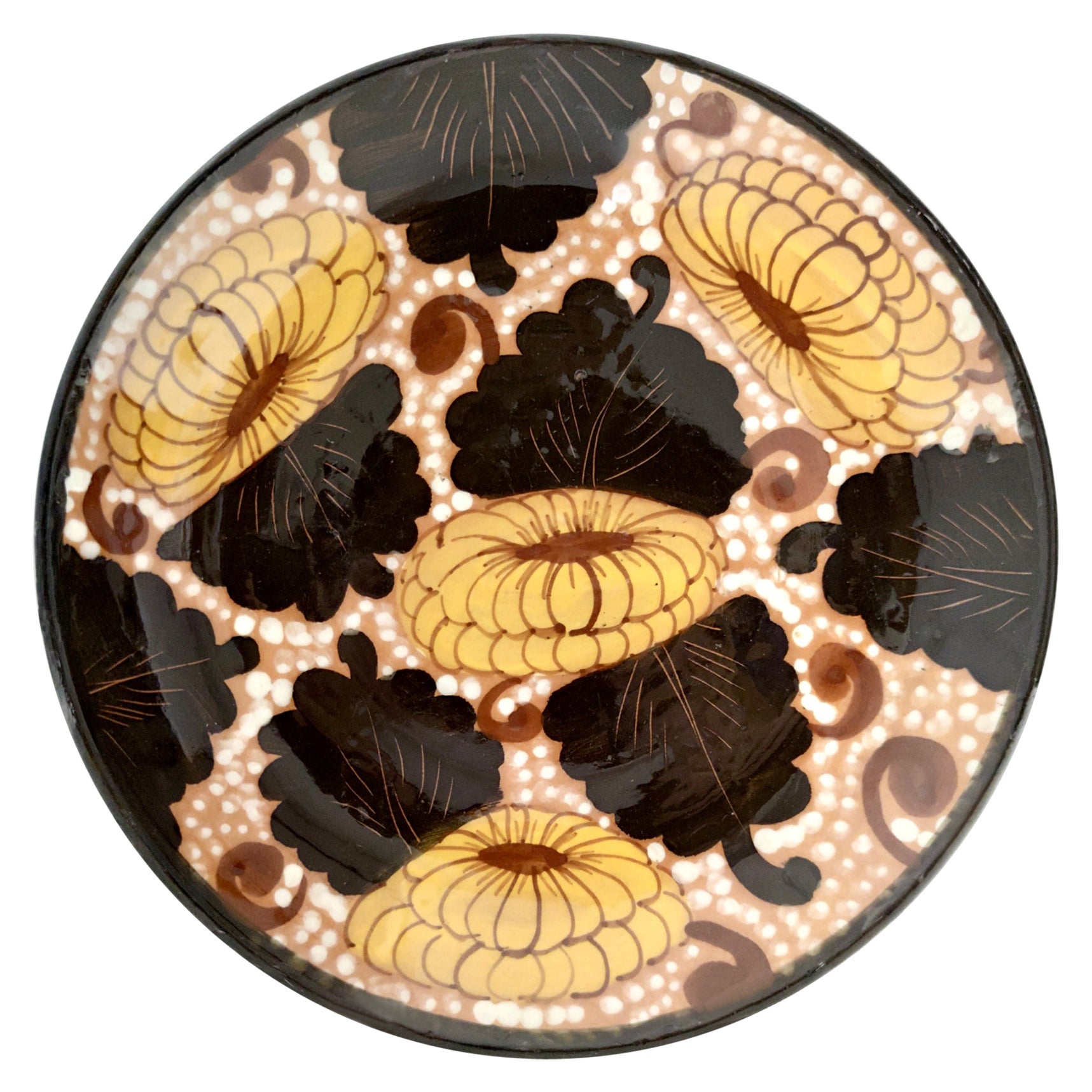 Vintage Large Hand-Painted Earthenware Vide-Poche / Decorative Plate, Italy