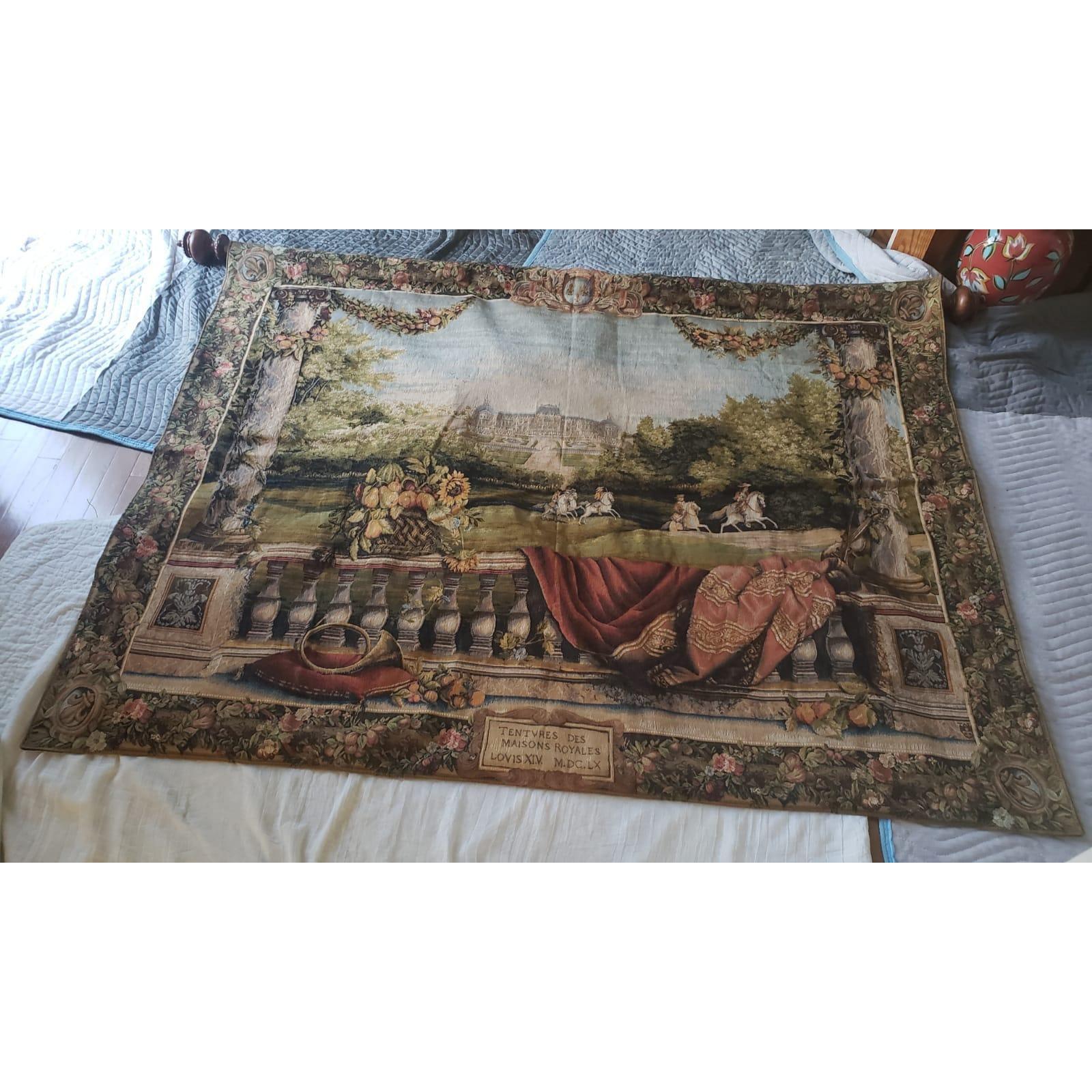 Vintage Large Hand-Woven Renaissance-Style Wall Hanging Tapestry 1