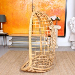 Vintage Large Hanging Wicker Bamboo Egg Love Chair