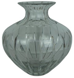 Vintage Large Heavy Cut Crystal Centerpiece Bud Vase Bowl Floral Flower