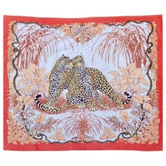 Grande serviette de plage vintage Hermès Jungle Love par Robert Dallet