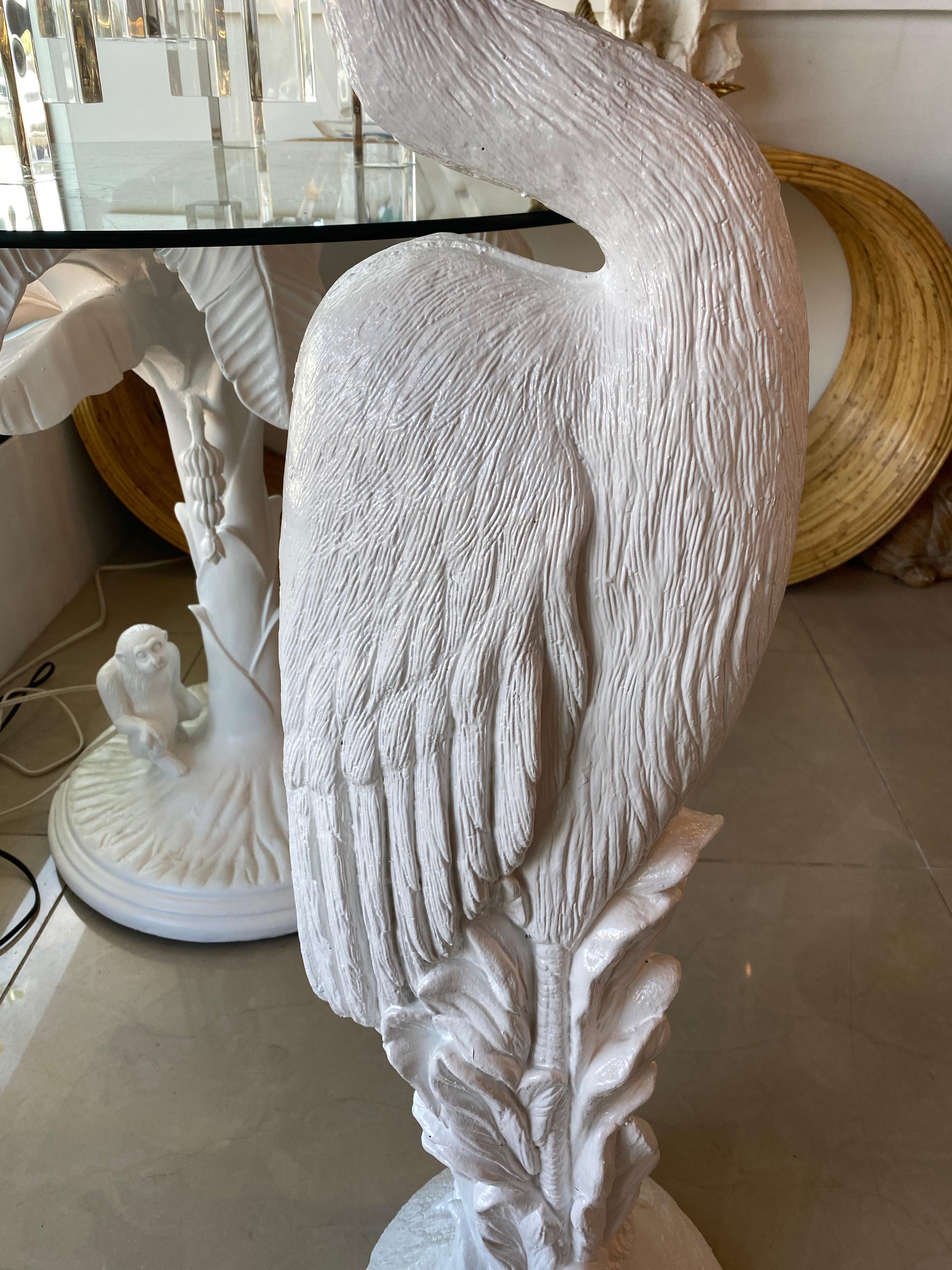 Hollywood Regency Vintage Large Heron Bird Statue Concrete