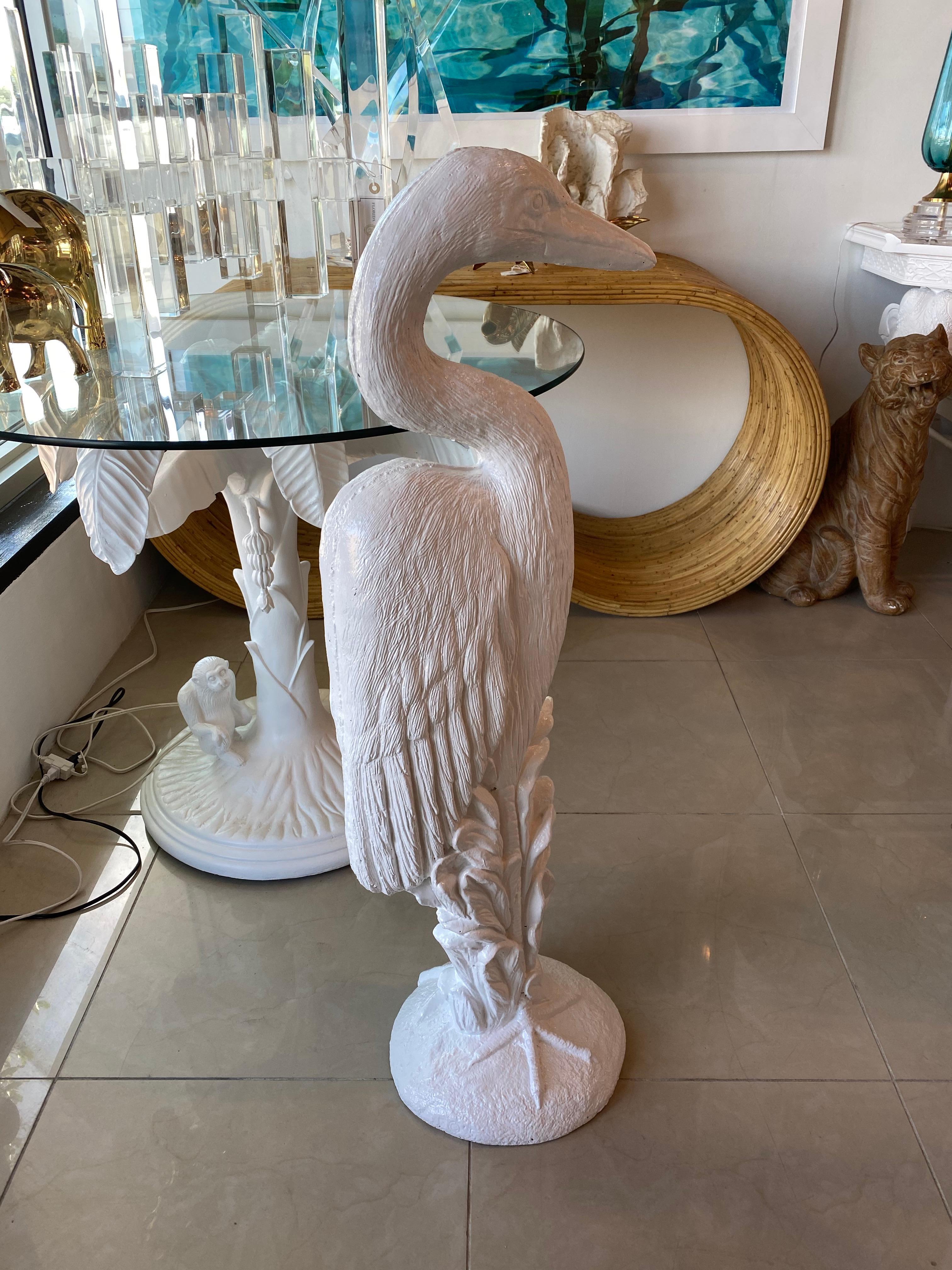 Vintage Large Heron Bird Statue Concrete In Good Condition In West Palm Beach, FL