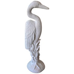 Vintage Large Heron Bird Statue Concrete