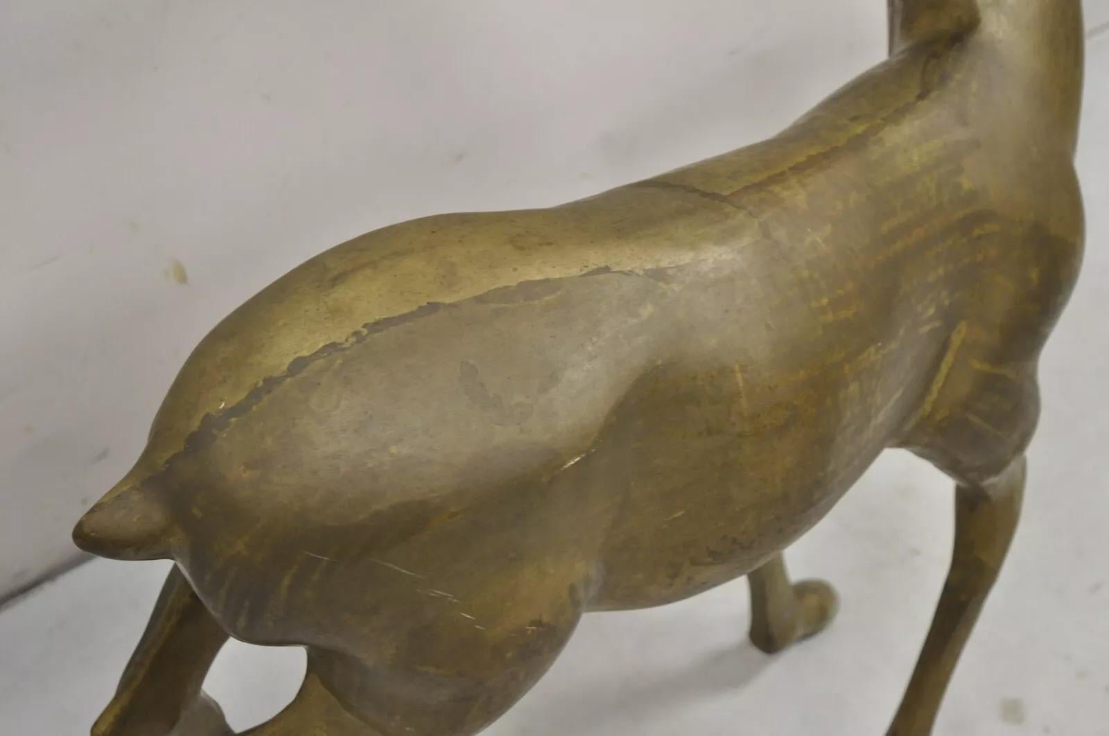 Vintage Large Hollywood Regency Brass Deer Stag Statue Sculpture For Sale 4