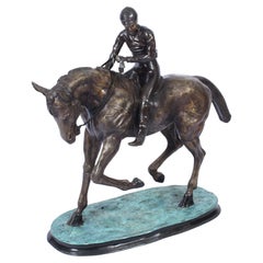 Vintage Large Horse & Jockey Bronze Sculpture Mene', 20th Century