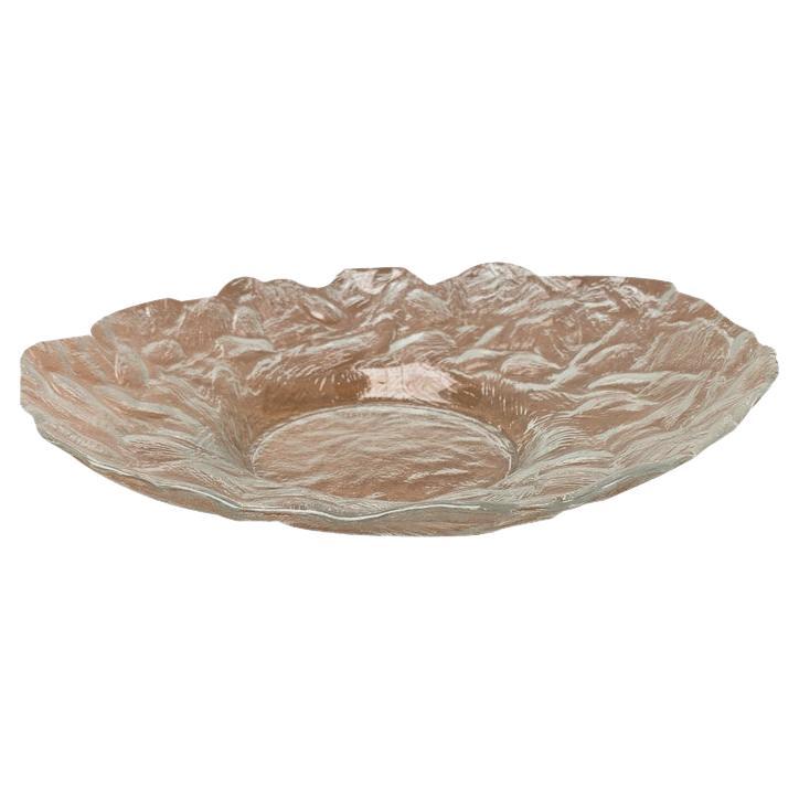 Grand bol en verre glacé vintage, années 1970