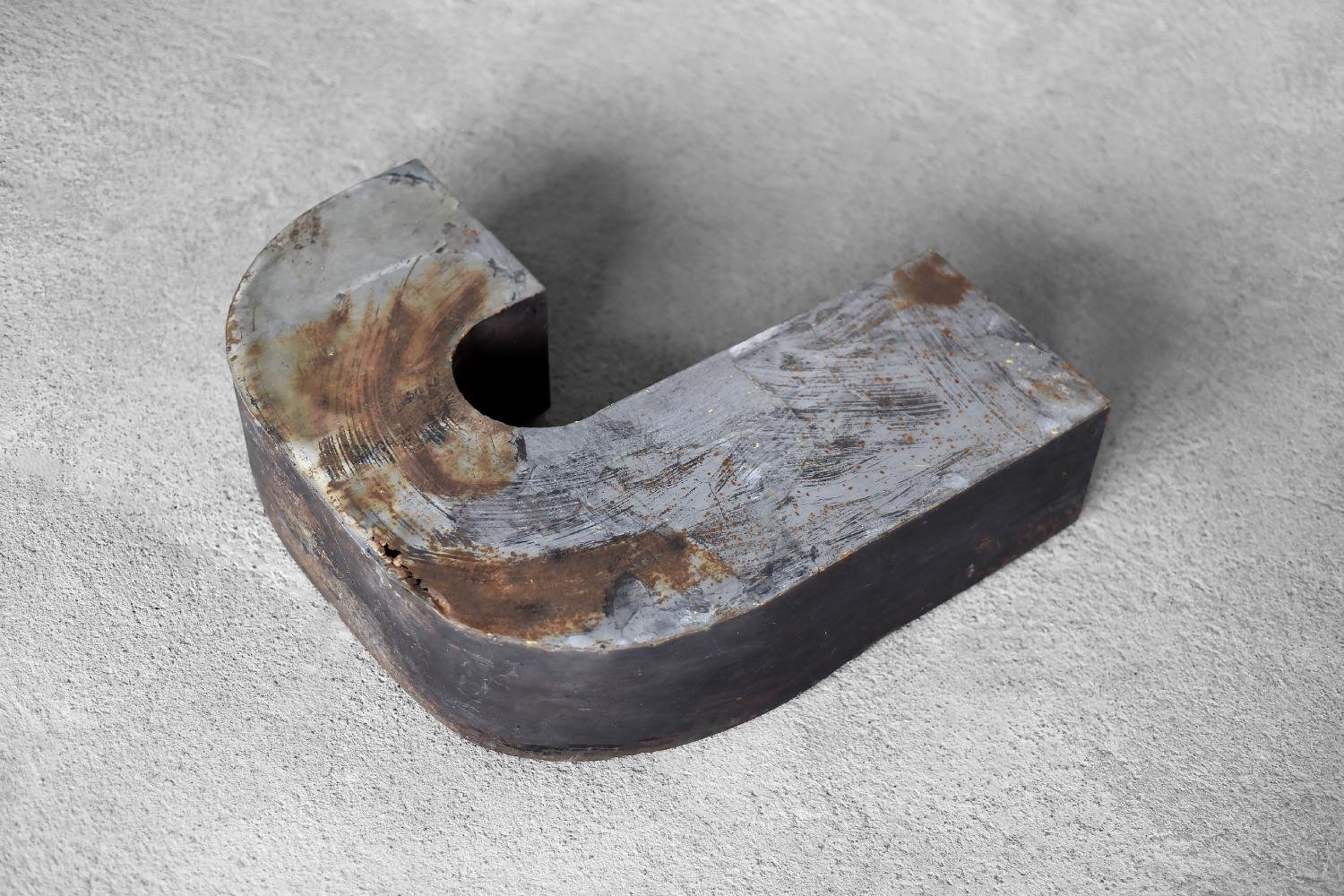 Mid-20th Century Vintage Large Industrial Polish Metal Letter J, 1950s For Sale