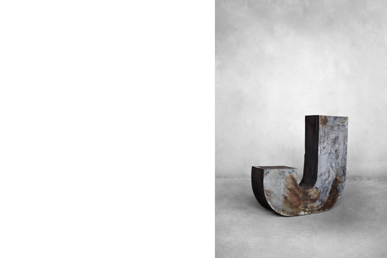 Vintage Large Industrial Polish Metal Letter J, 1950s For Sale 1