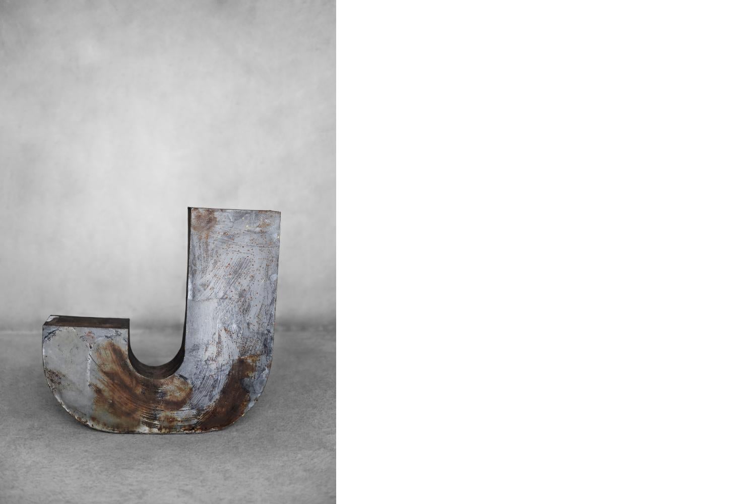 Vintage Large Industrial Polish Metal Letter J, 1950s For Sale 2