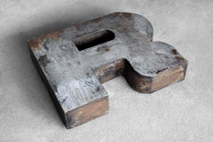 Vintage Large Industrial Polish Metal Letter R, 1950s