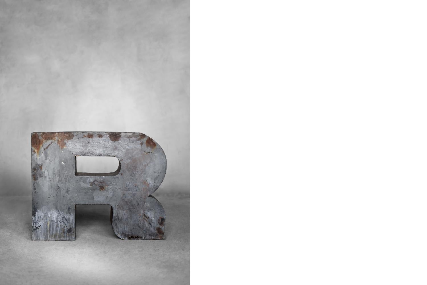 Vintage Large Industrial Polish Metal Letter R, 1950s For Sale 2