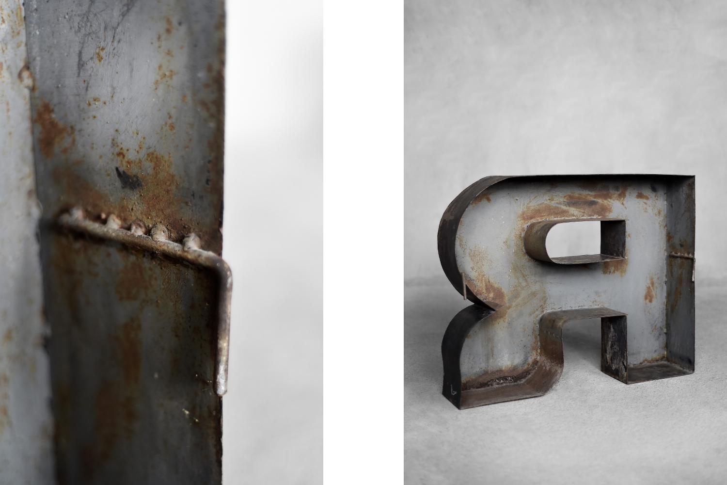 Vintage Large Industrial Polish Metal Letter R, 1950s For Sale 3