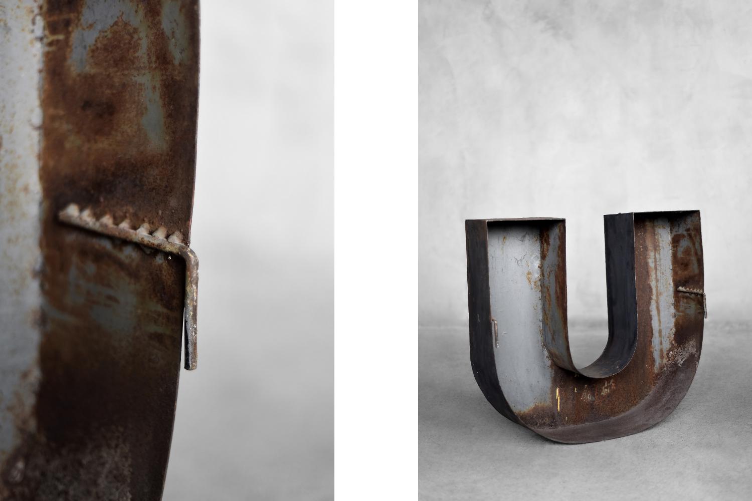 Vintage Large Industrial Polish Metal Letter U, 1950s For Sale 6