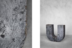 Vintage Large Industrial Polish Metal Letter U, 1950s