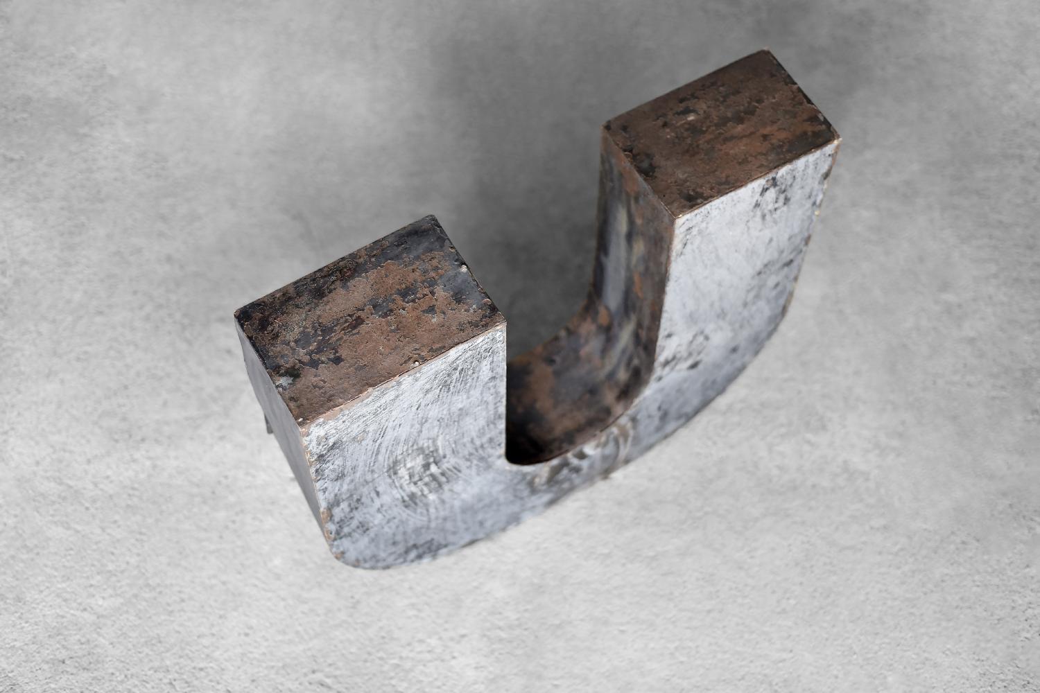 Mid-20th Century Vintage Large Industrial Polish Metal Letter U, 1950s For Sale