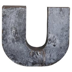Vintage Large Industrial Polish Metal Letter U, 1950s