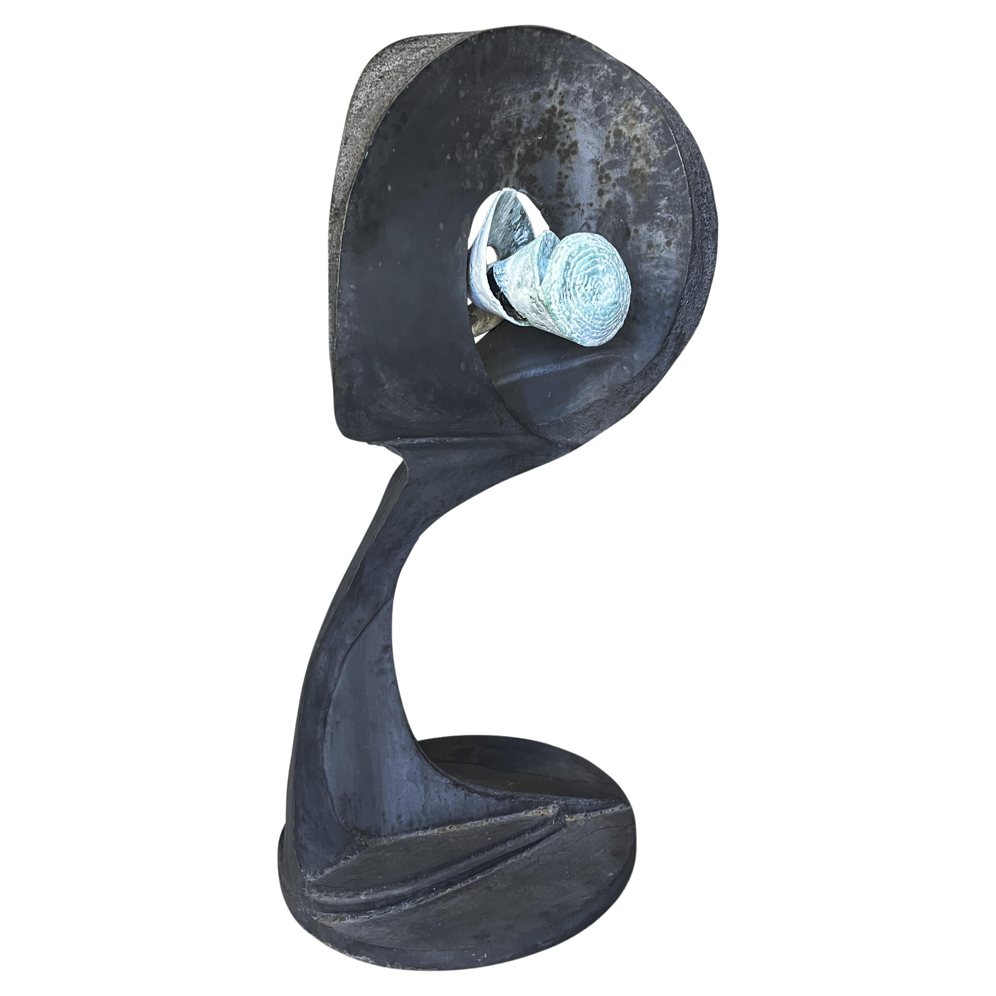 Grande sculpture abstraite en fer vintage