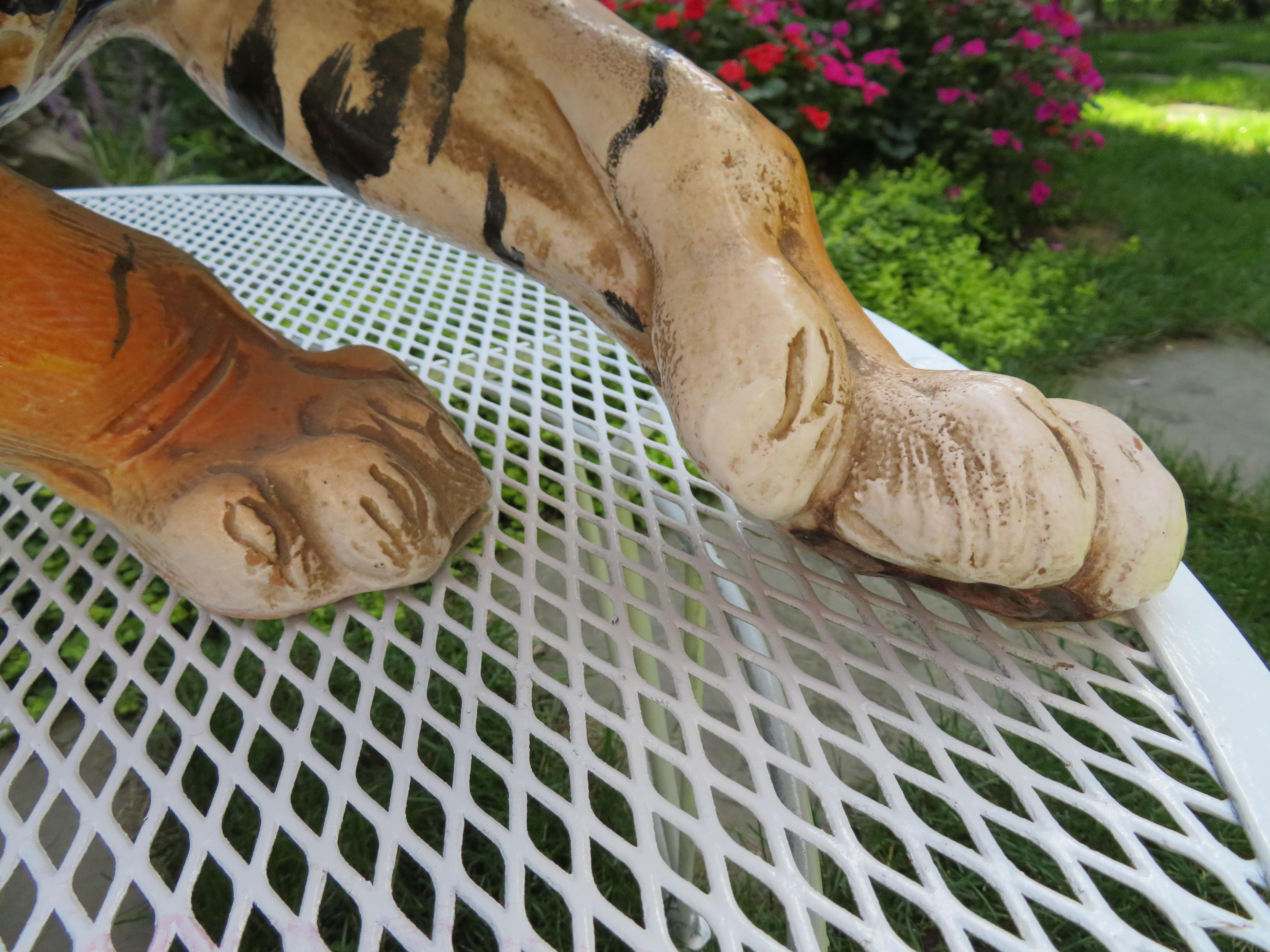 Vintage Large Italian Ceramic Crouching Tiger Statue Miid-Century Modern For Sale 3