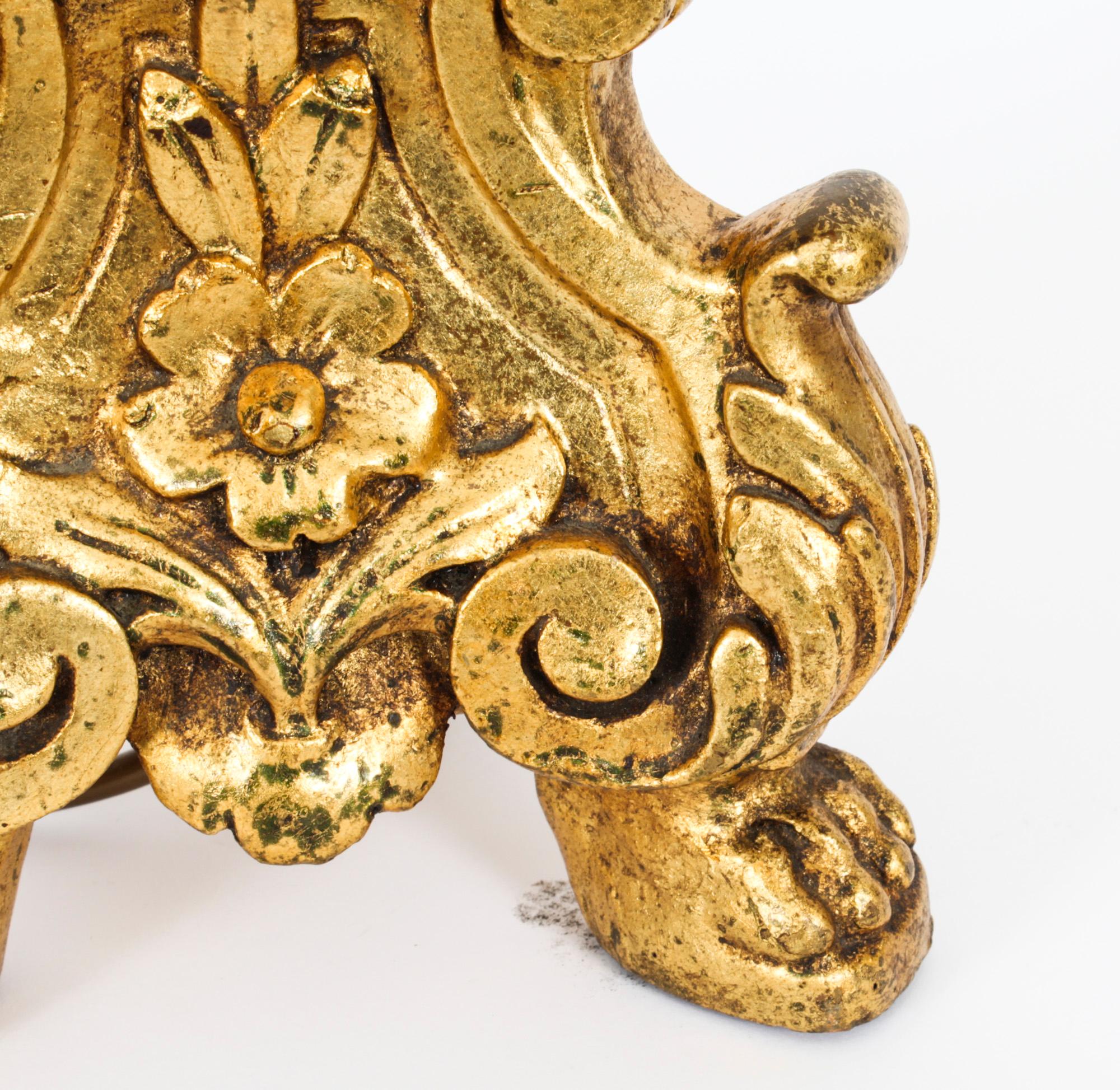 Vintage Large Italian Gilded Baroque Table Lamp Mid 20th Century 1